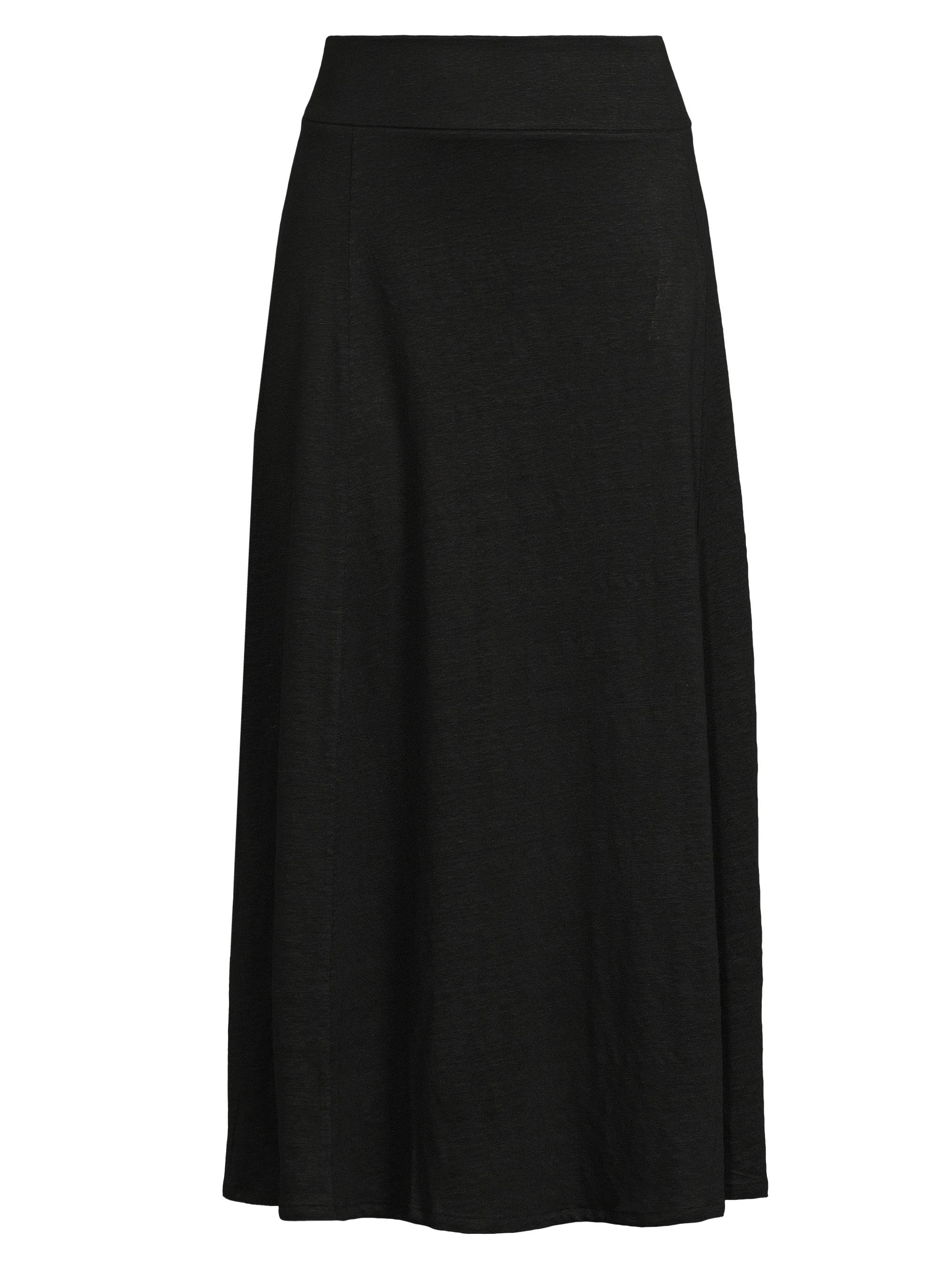 Majestic Filatures Women's Stretch-Linen Flared Midi Skirt - Noir