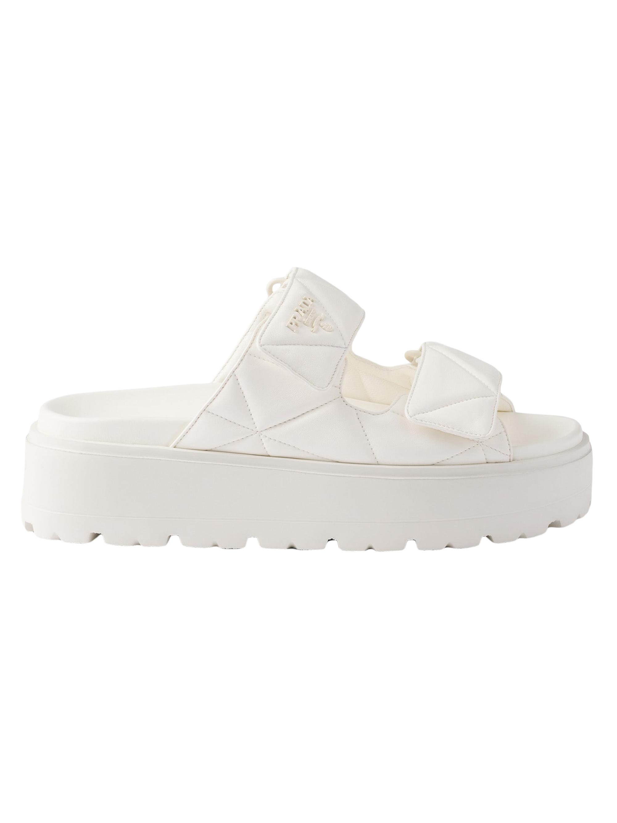 Prada Women's Padded Nappa Leather Slides - White