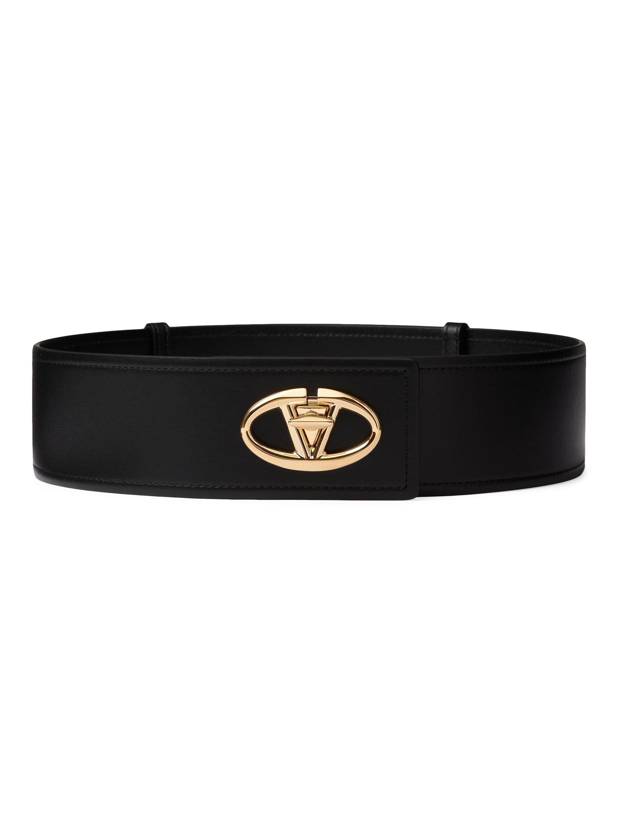Valentino Garavani Women's The Bold Edition VLogo Calfskin Belt 60 MM - Black