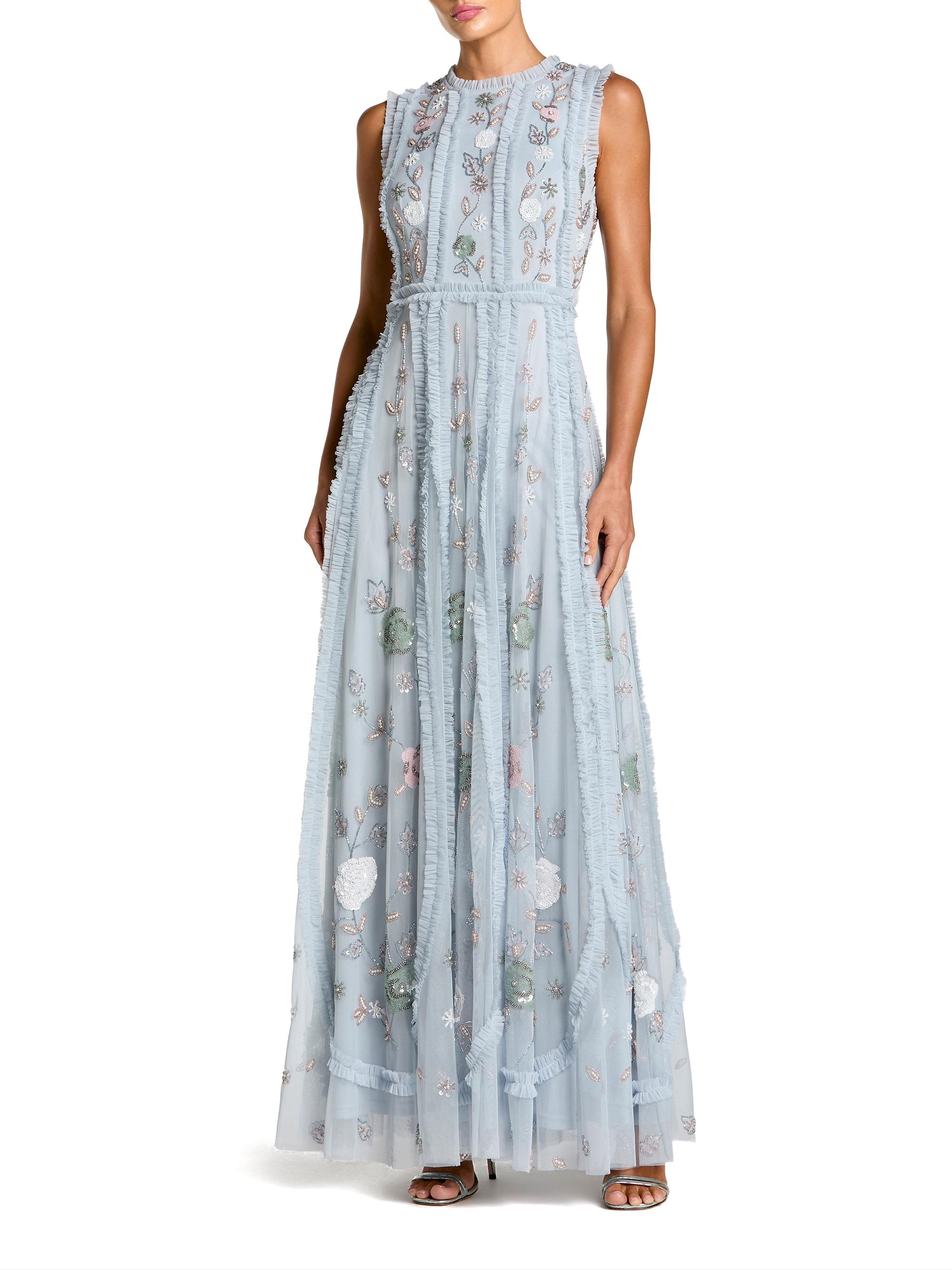Mac Duggal Women's Evening Embellished Ruffled Mesh A-Line Gown - Powder Blue | Thumbnail 4