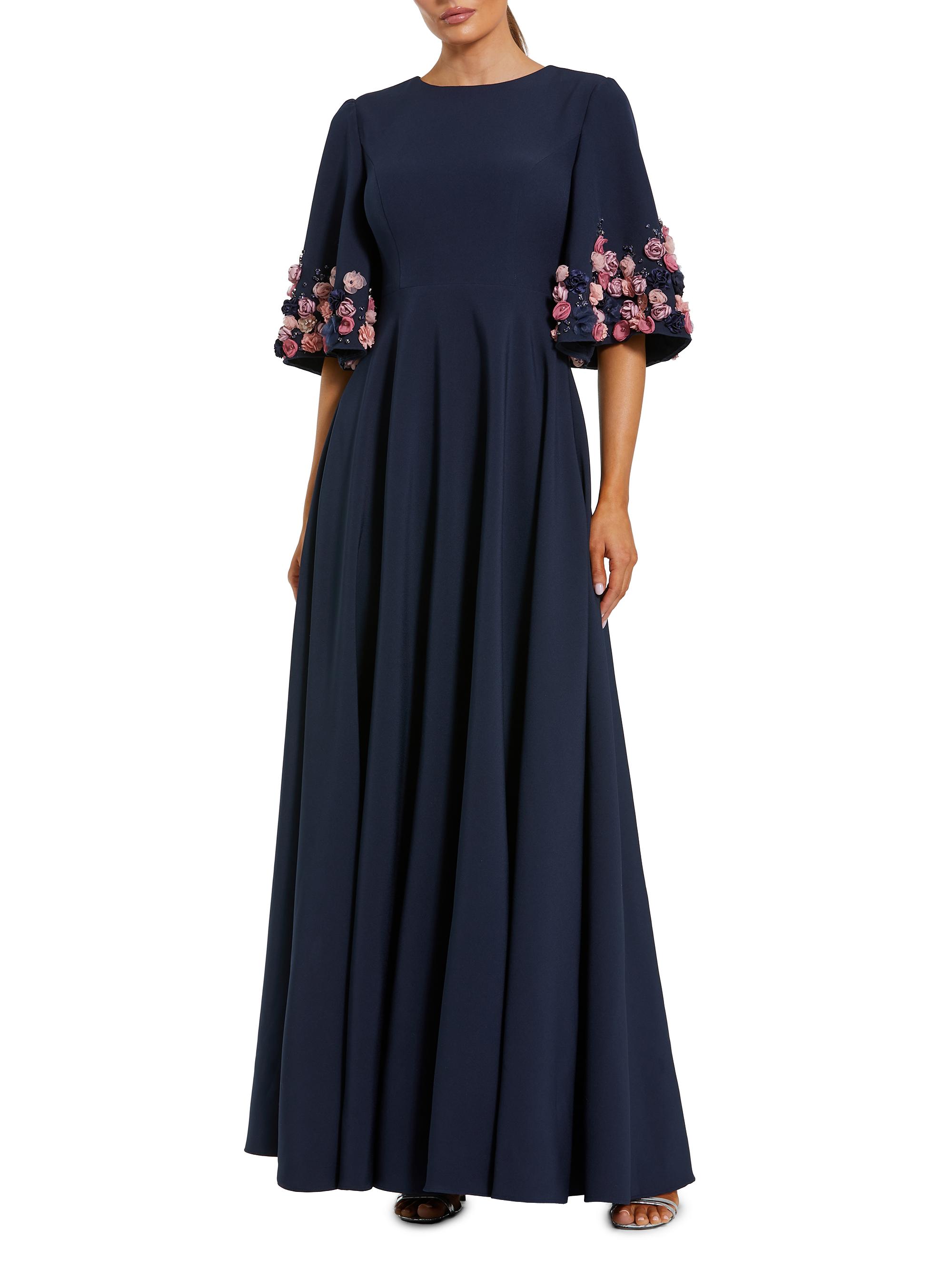 off the shoulder beaded chiffon midi dress mac duggal Black One Shoulder Pearl Beaded Midi Ball Gown