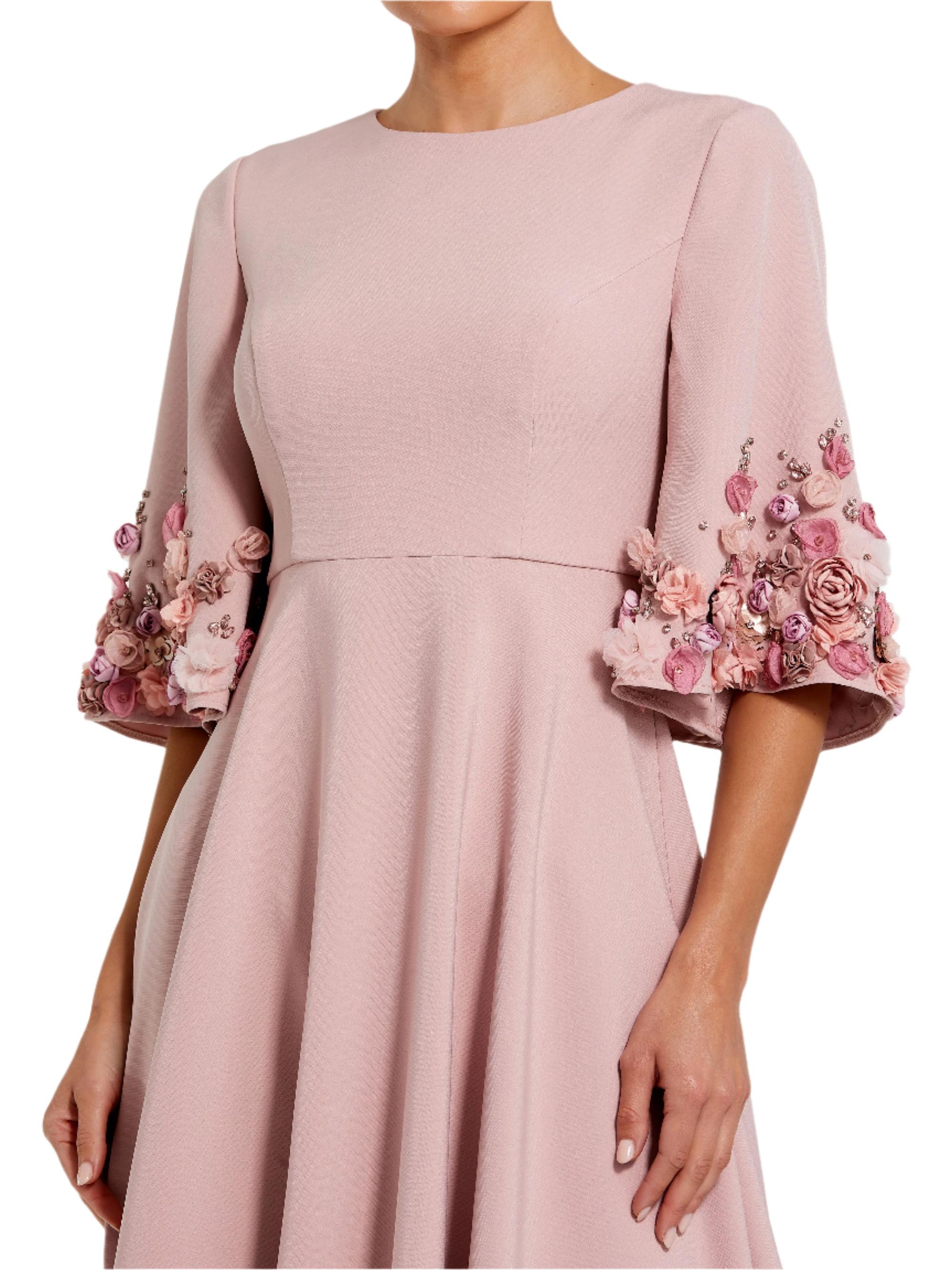 *Stretch Crepe Gown with Embellished Cold Shoulder Detail