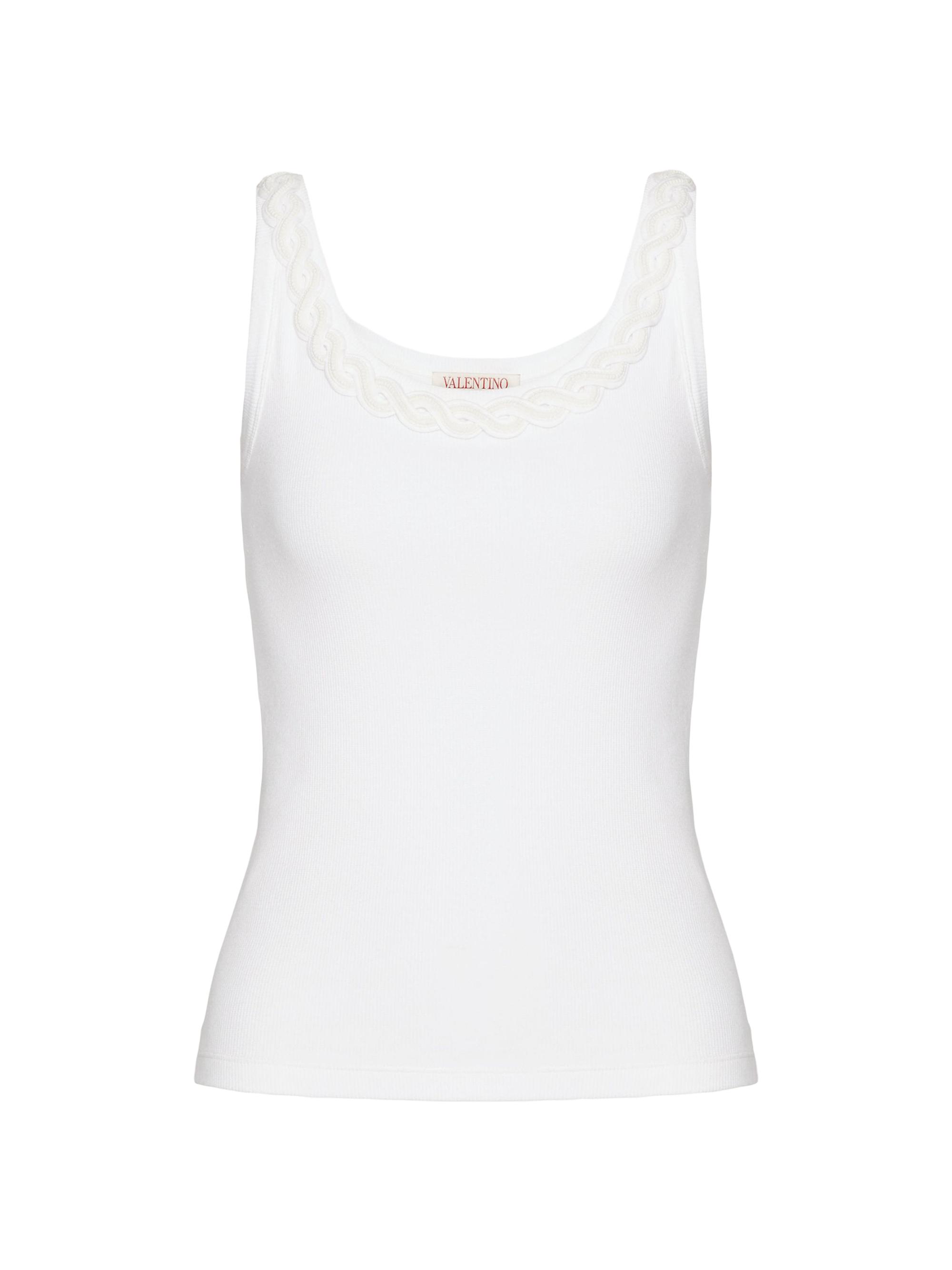 Valentino Garavani Women's Embroidered Cotton Rib Top - White