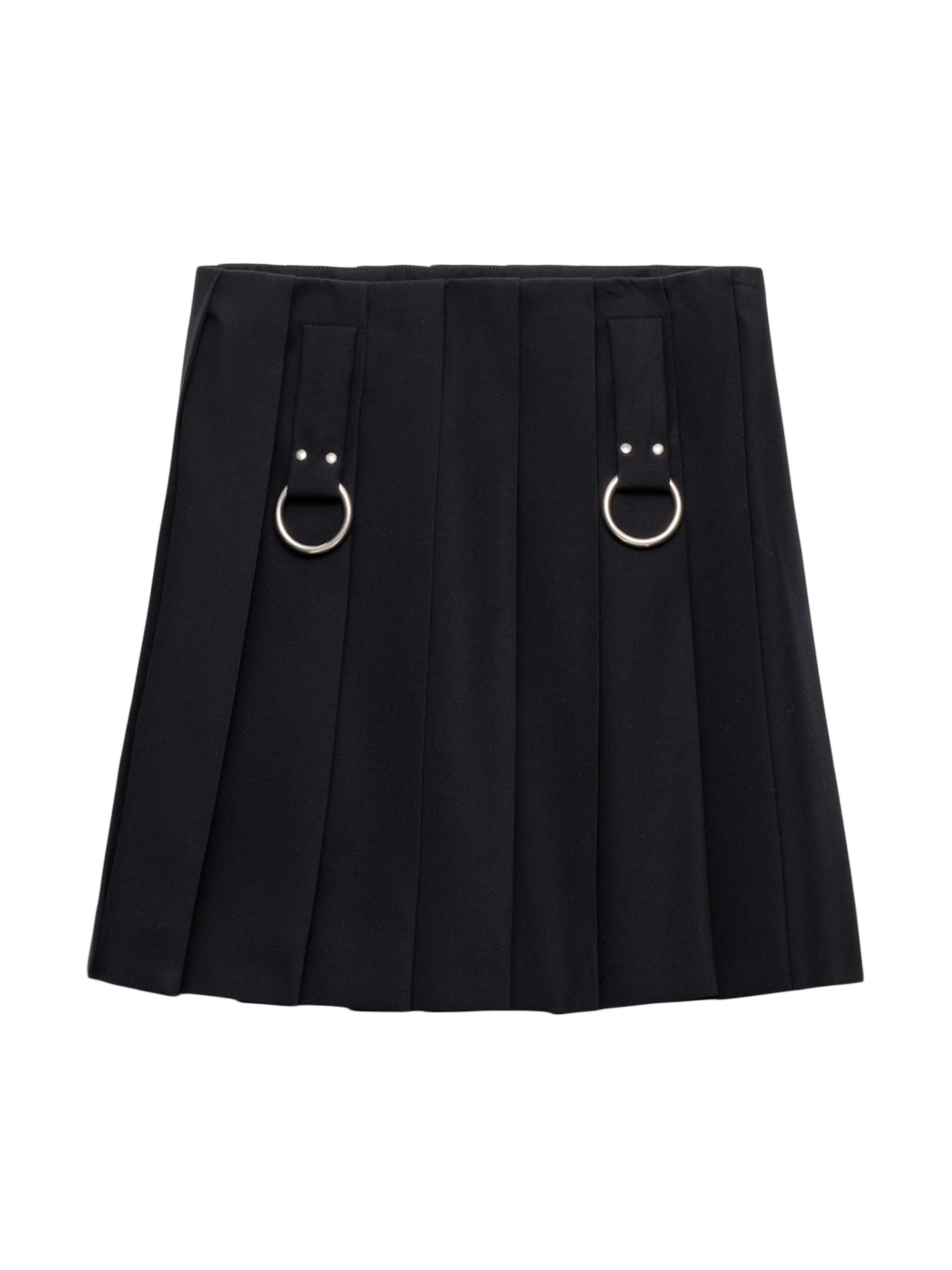 Prada Women's Pleated Gabardine Miniskirt - Blue