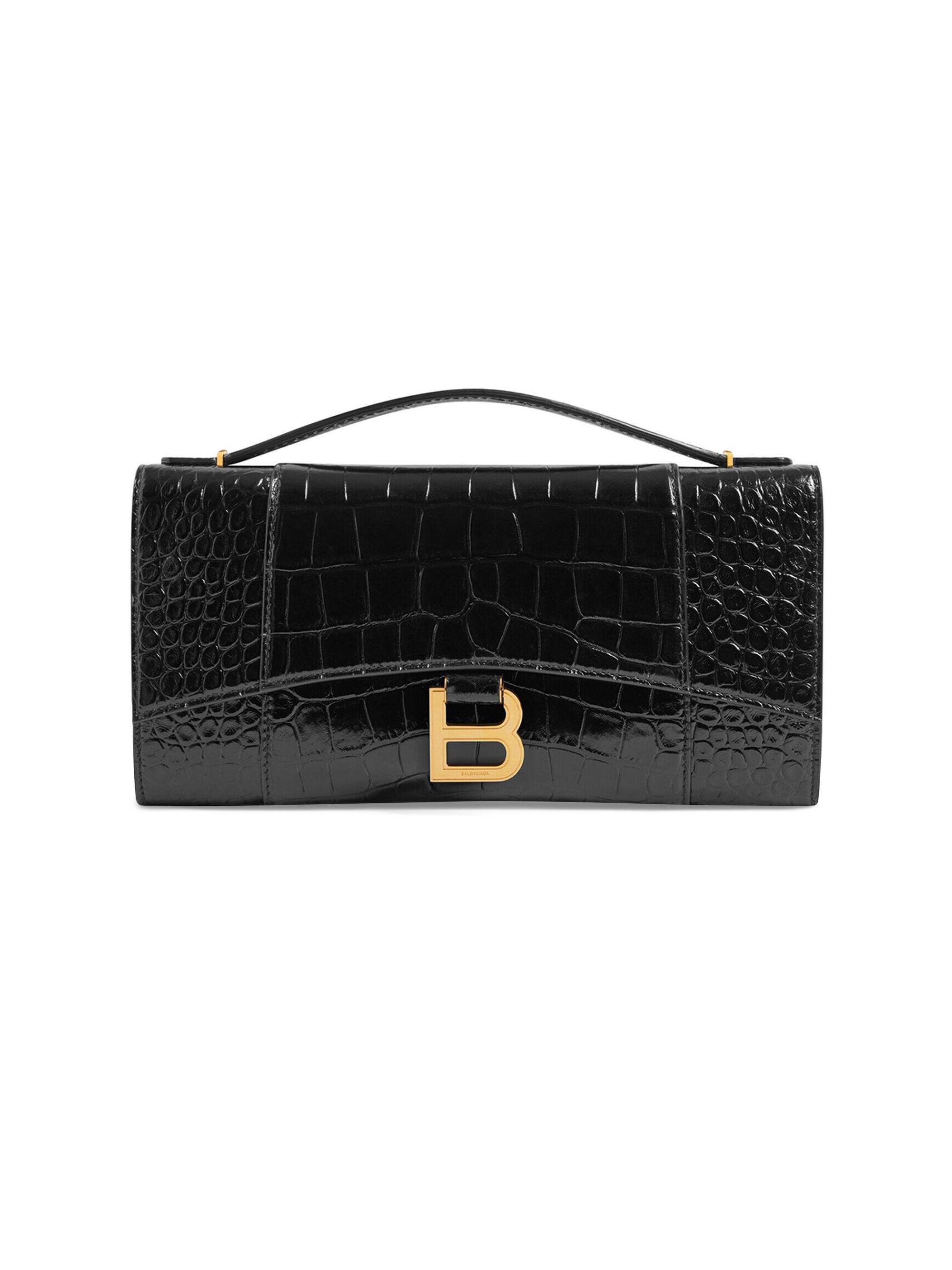 Balenciaga Women's Hourglass Pochette with Handle - Black