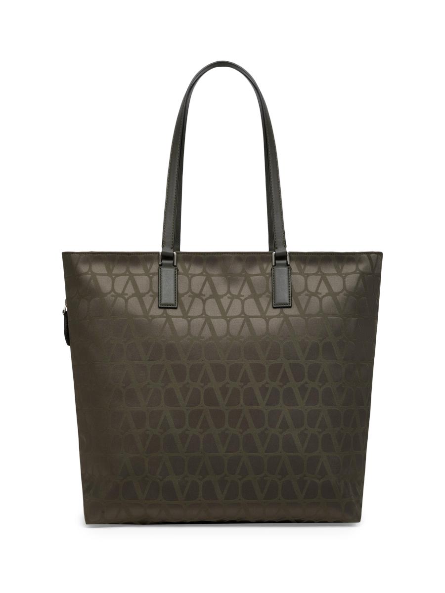 トートバッグ VALENTINO GARAVANI Black Leather Vlogo Handbag Valentino Garavani Toile Iconographe Shopping Bag with