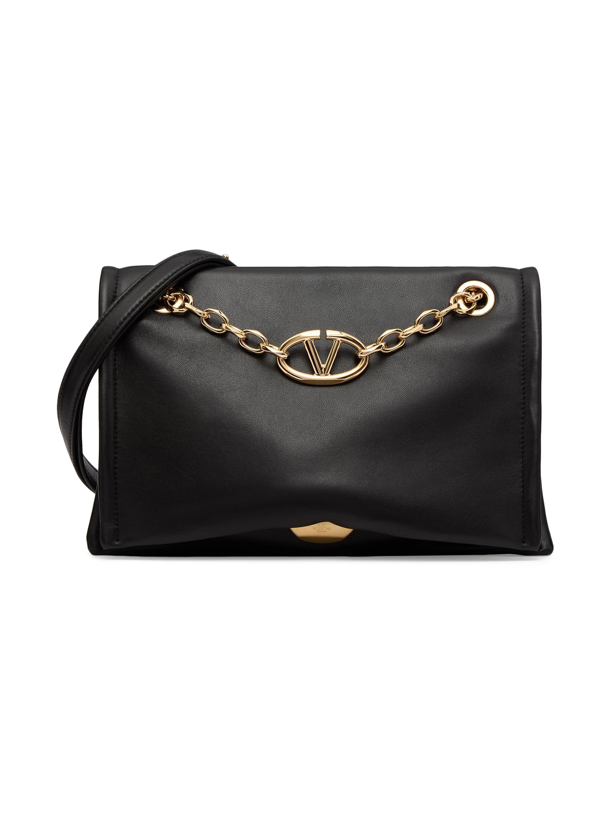 Valentino Garavani Women's VLogo Chain Nappa Leather Shoulder Bag - Black