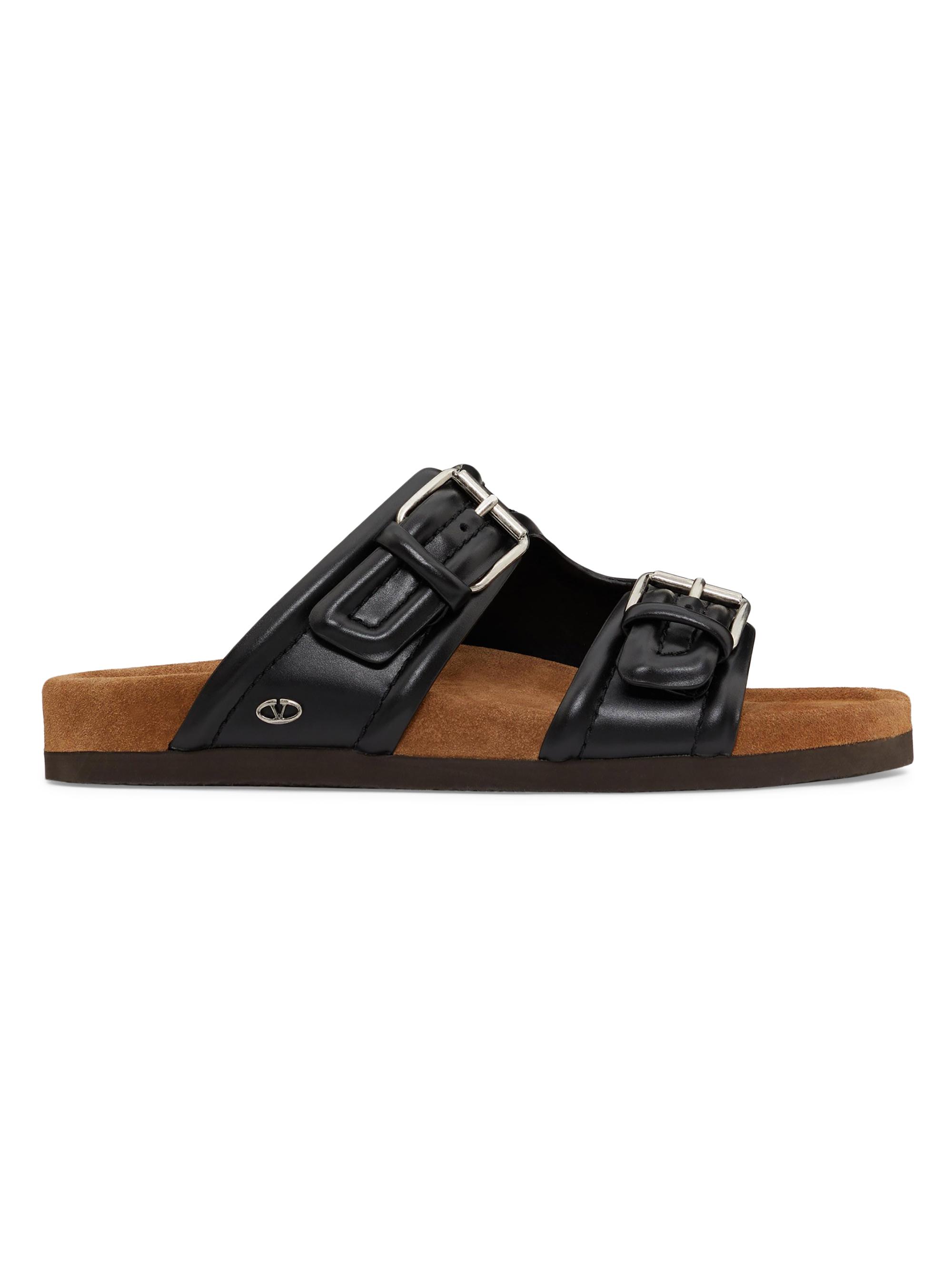 Valentino Garavani Men's Fussfriend Calfskin Leather Slide Sandals - Black