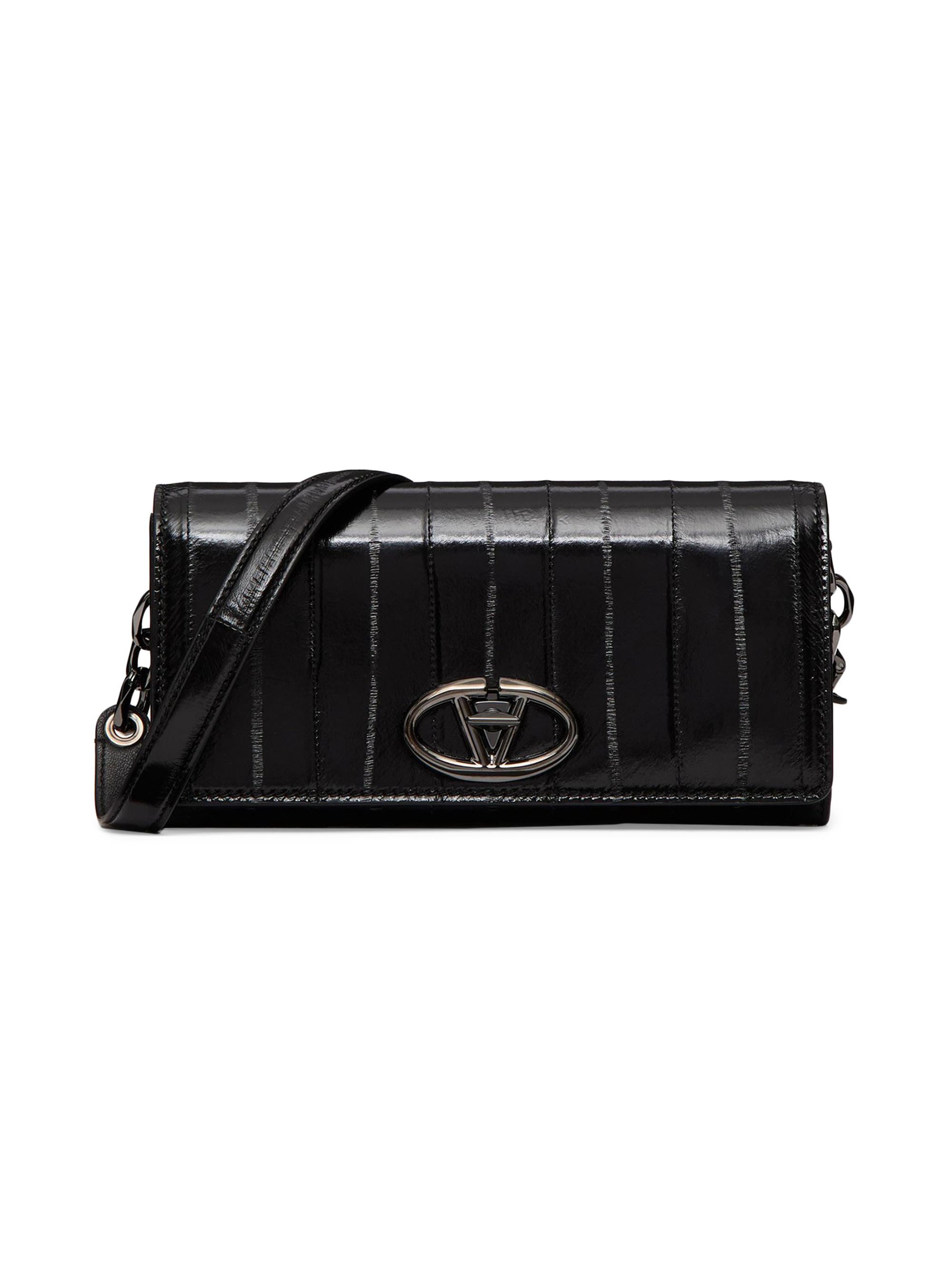 Valentino Garavani Women's VLogo The Bold Edition Eel Skin Wallet with Shoulder Strap - Black