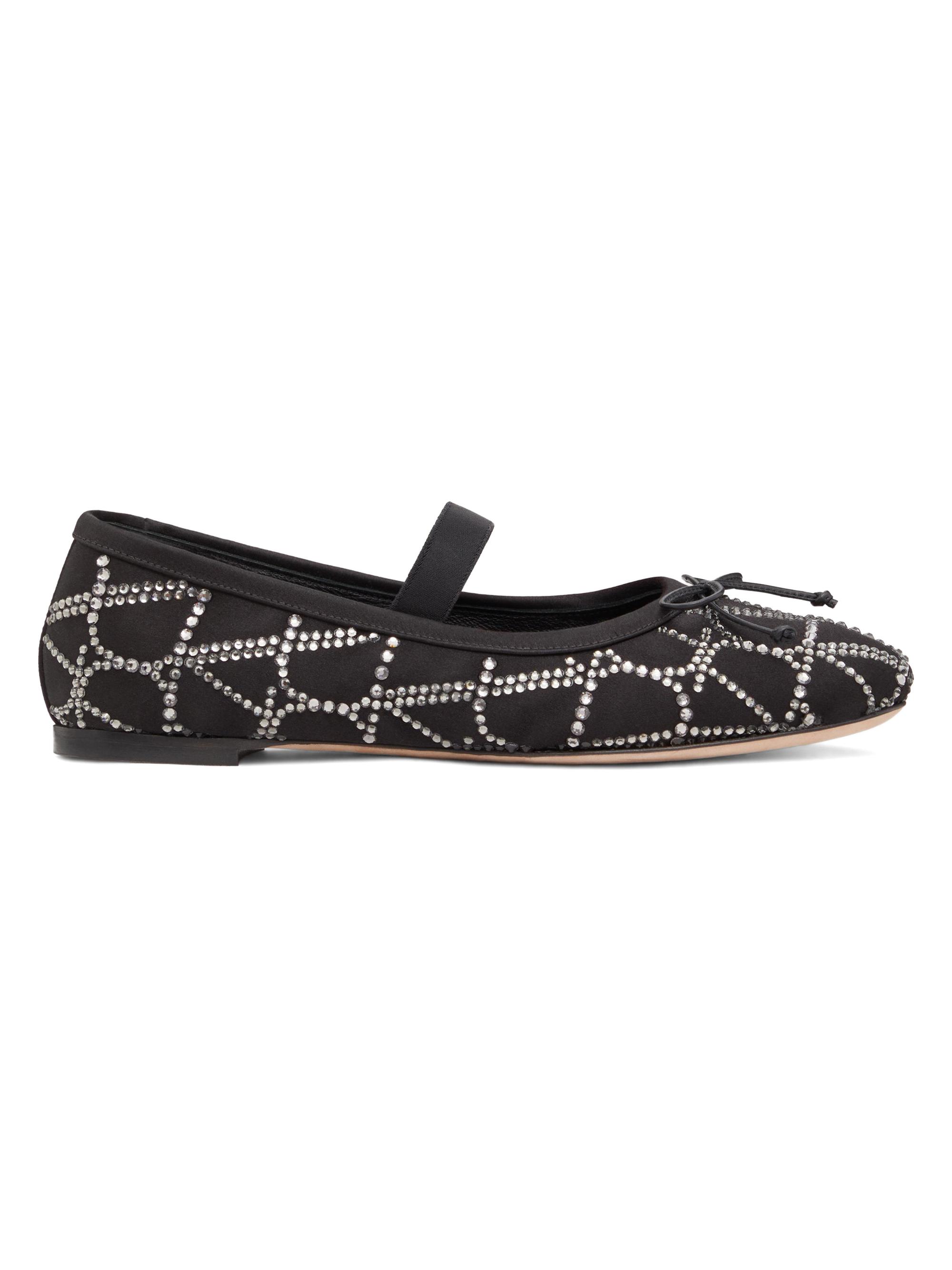 Valentino Garavani Women's Toile Iconographe Ballerinas with Crystals - Black
