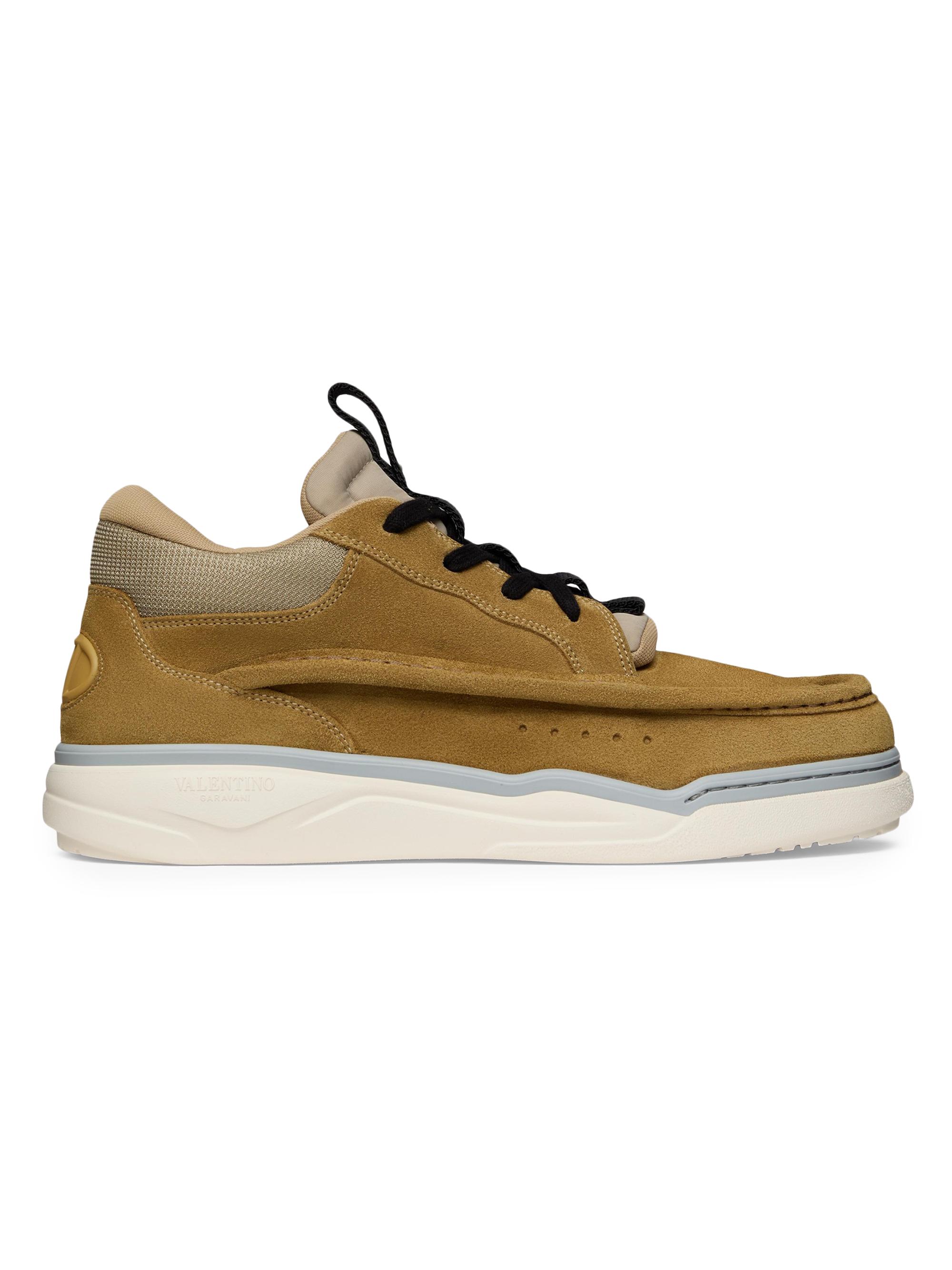 Valentino Garavani Men's Runboot Split Leather Sneakers - Beige