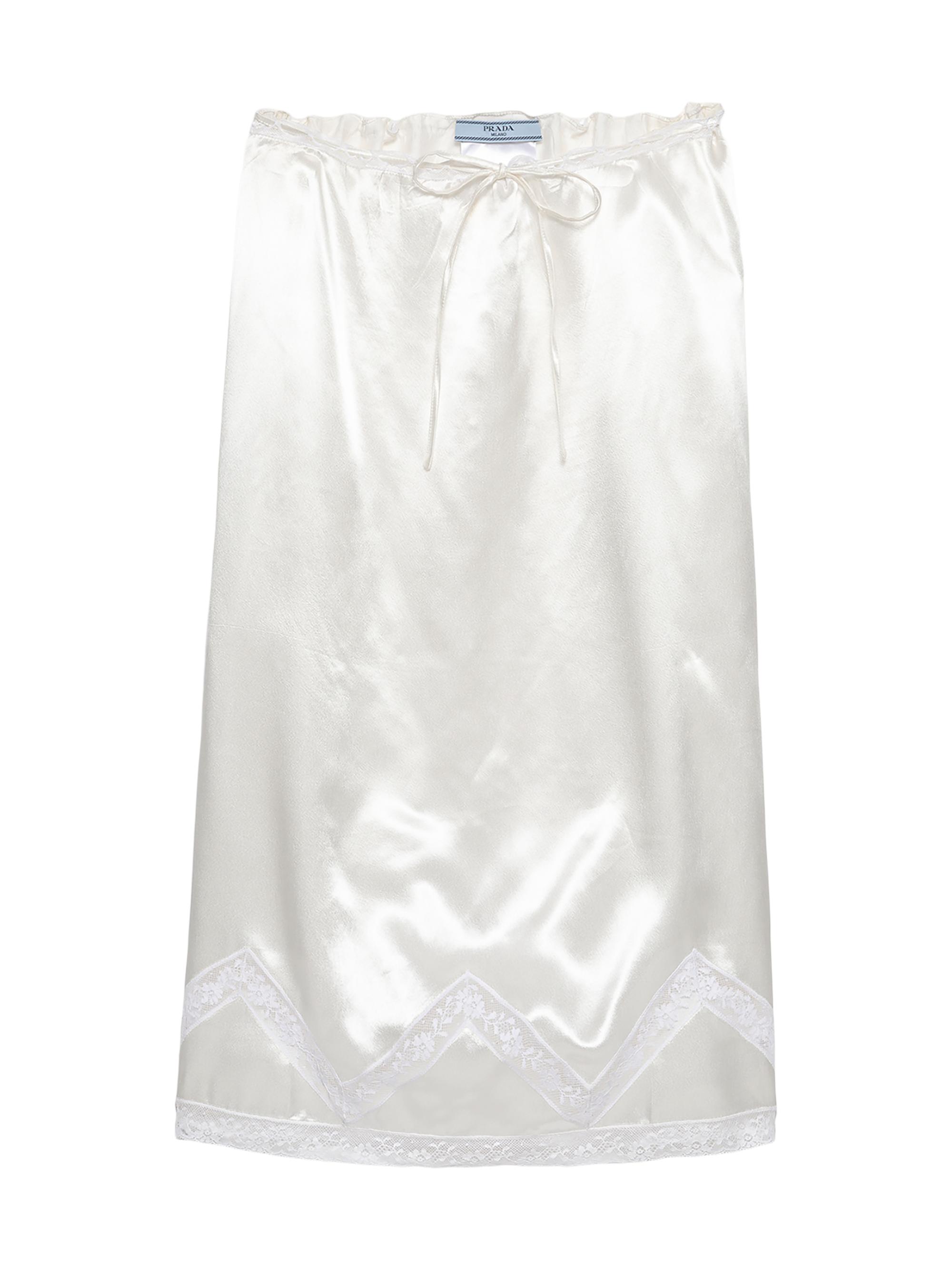 Prada Women's Embroidered Satin Skirt - White