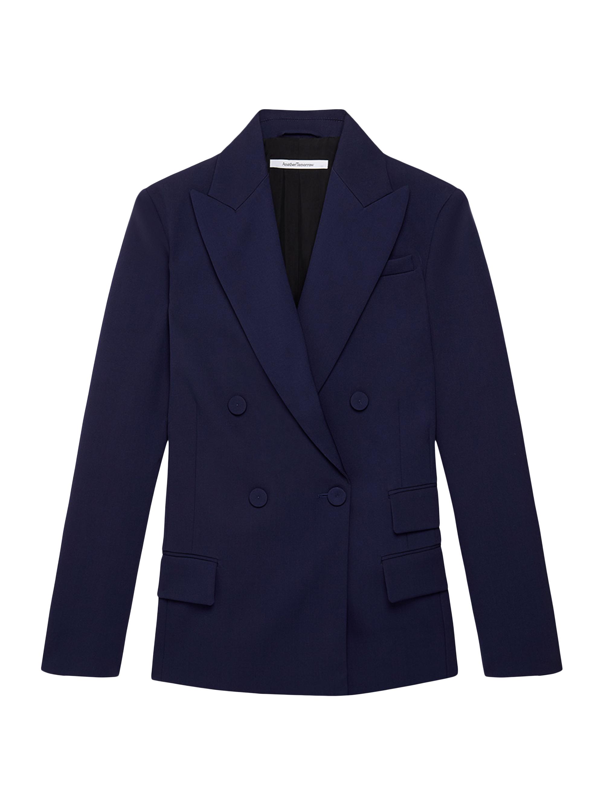 Another Tomorrow Women's Relaxed Double Breasted Jacket - Indigo