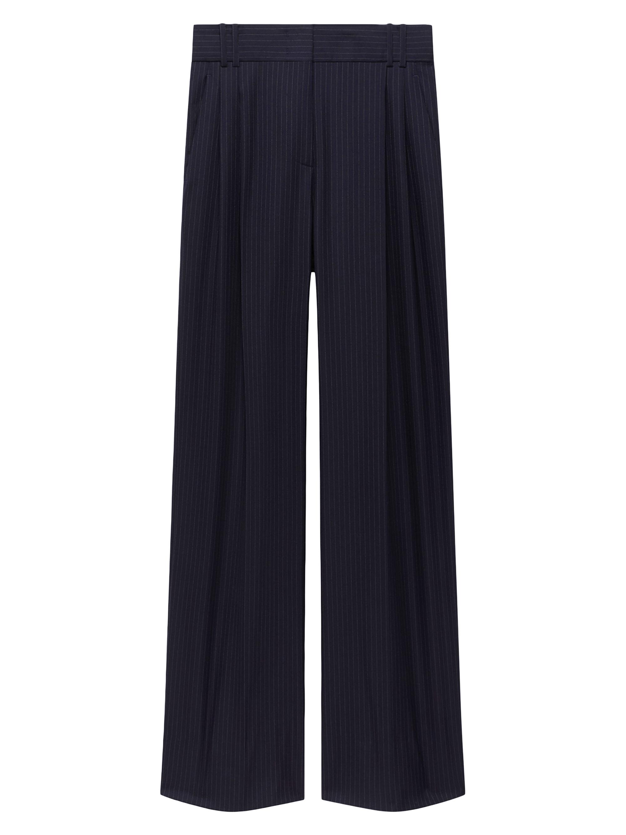 Another Tomorrow Women's Twill Pleated Trouser - Navy Chalk