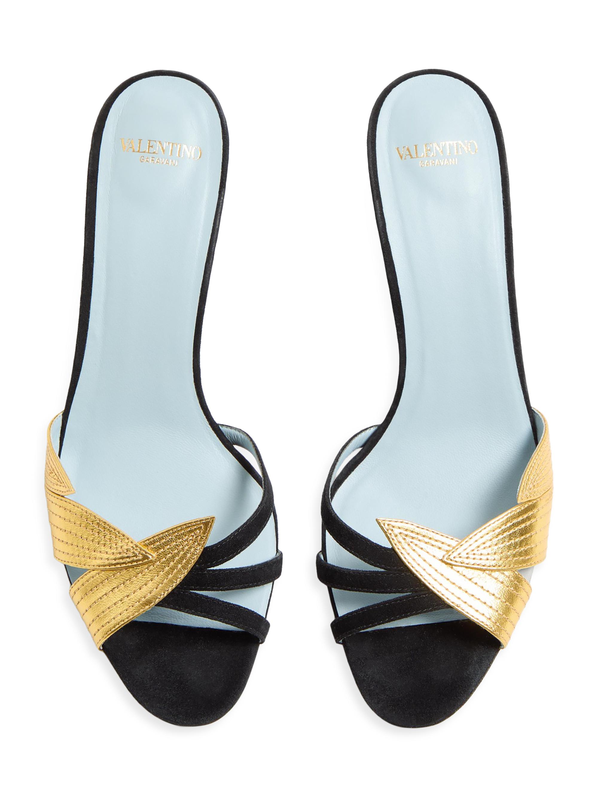 Valentino Garavani Foliefoliage Suede Slide Sandals 65MM | Saks