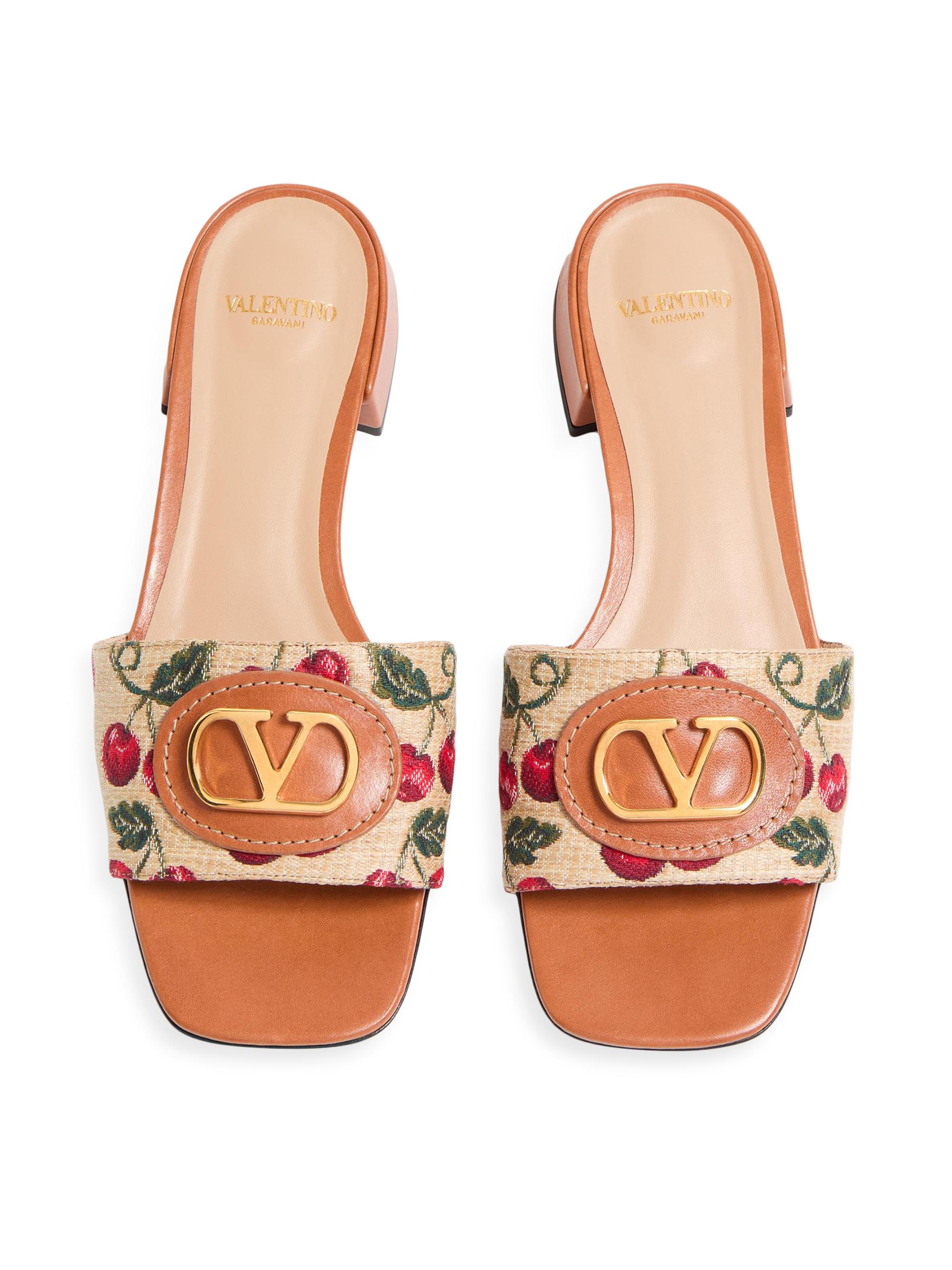ValentinoバレンティノVロゴチェリーパターンサンダル36 Valentino Garavani VLogo Signature Cherryfic Slide Sandals 20MM