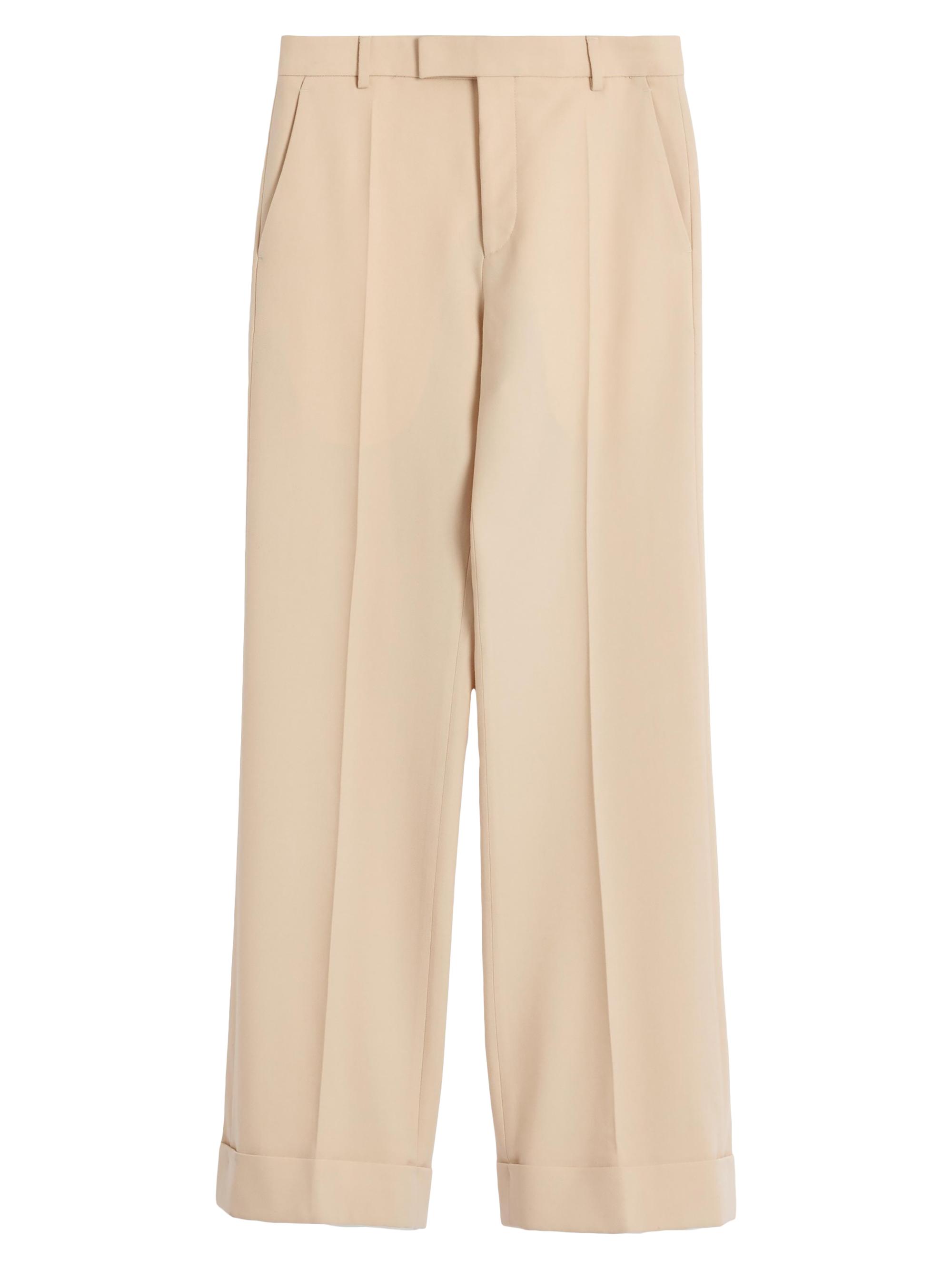 Valentino Garavani Men's Wool Gabardine Pants with Turn-ups - Butter
