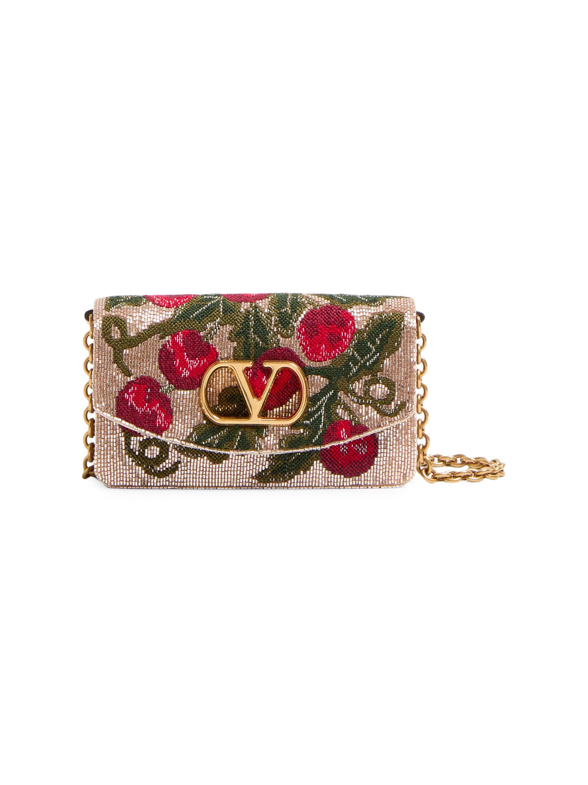 Valentino Garavani Women's Vain Embroidered Shoulder Clutch - Beige Multicolor