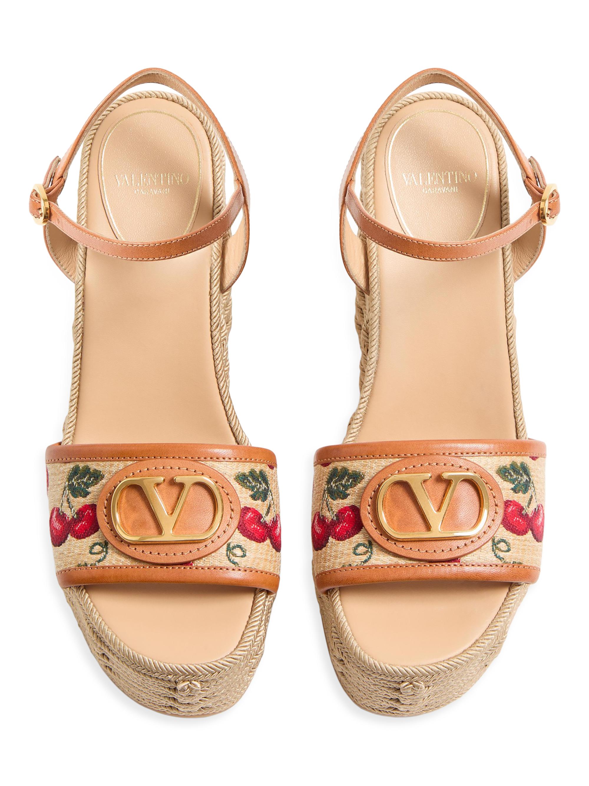 Valentino Garavani VLogo Signature Cherryfic Pattern Wedge Sandals