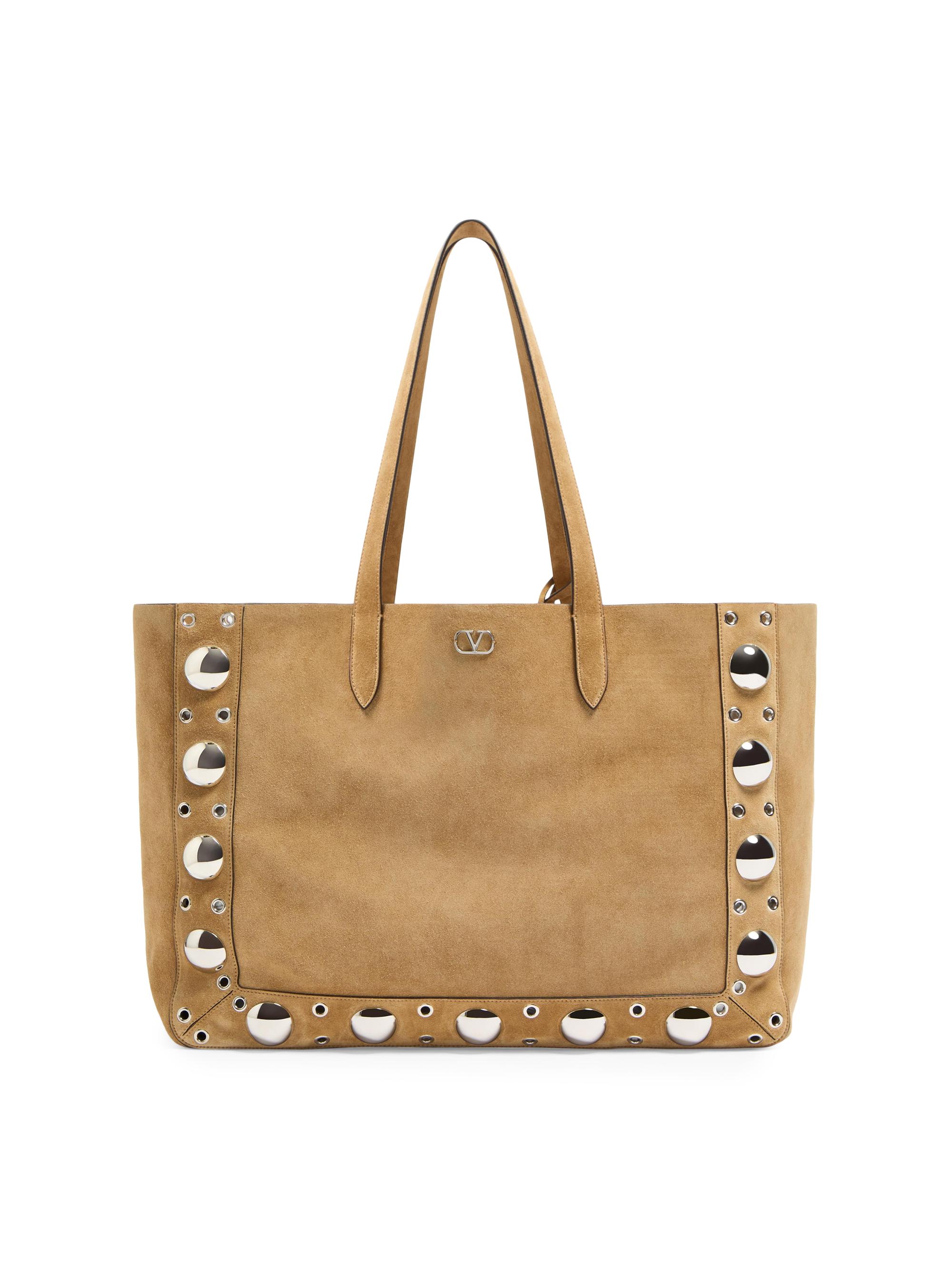 Valentino Garavani Men's Nellcôte  Suede Shopping Bag - Havana Beige