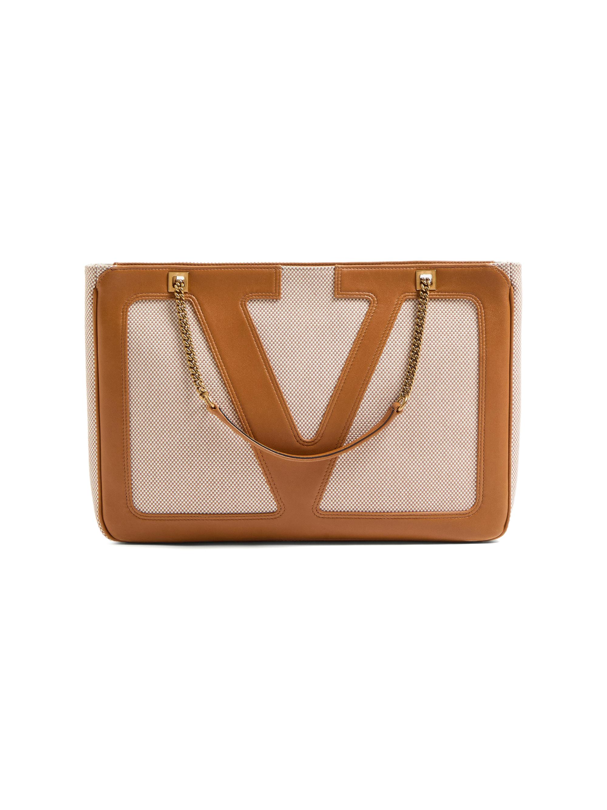 Valentino Garavani Women's Viva Superstar  Canvas Shopping Bag - Natural Spice