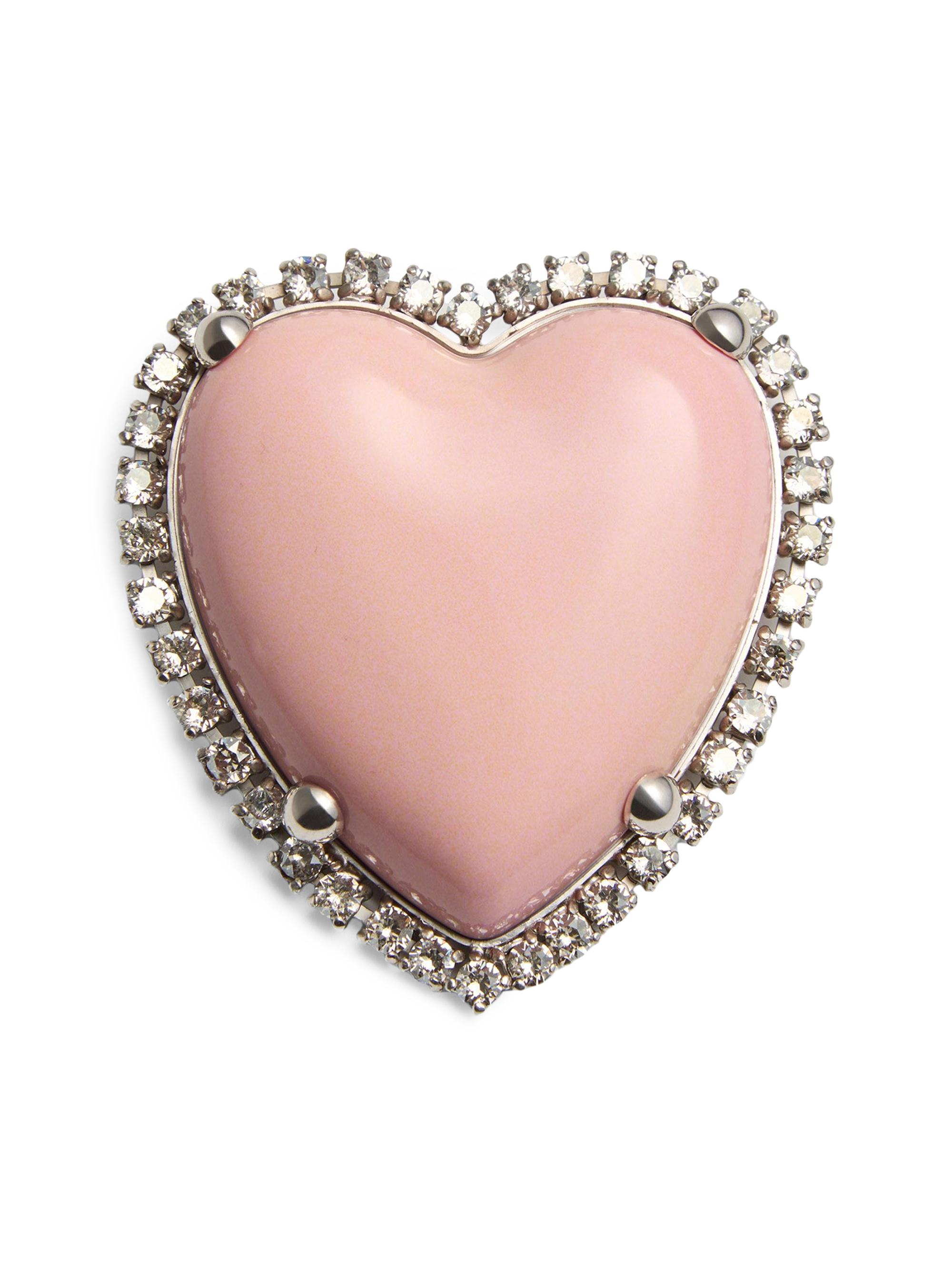 Valentino Garavani Women's Coeur Hyperbole Brooch in Swarovski Crystals - Palladium Pink