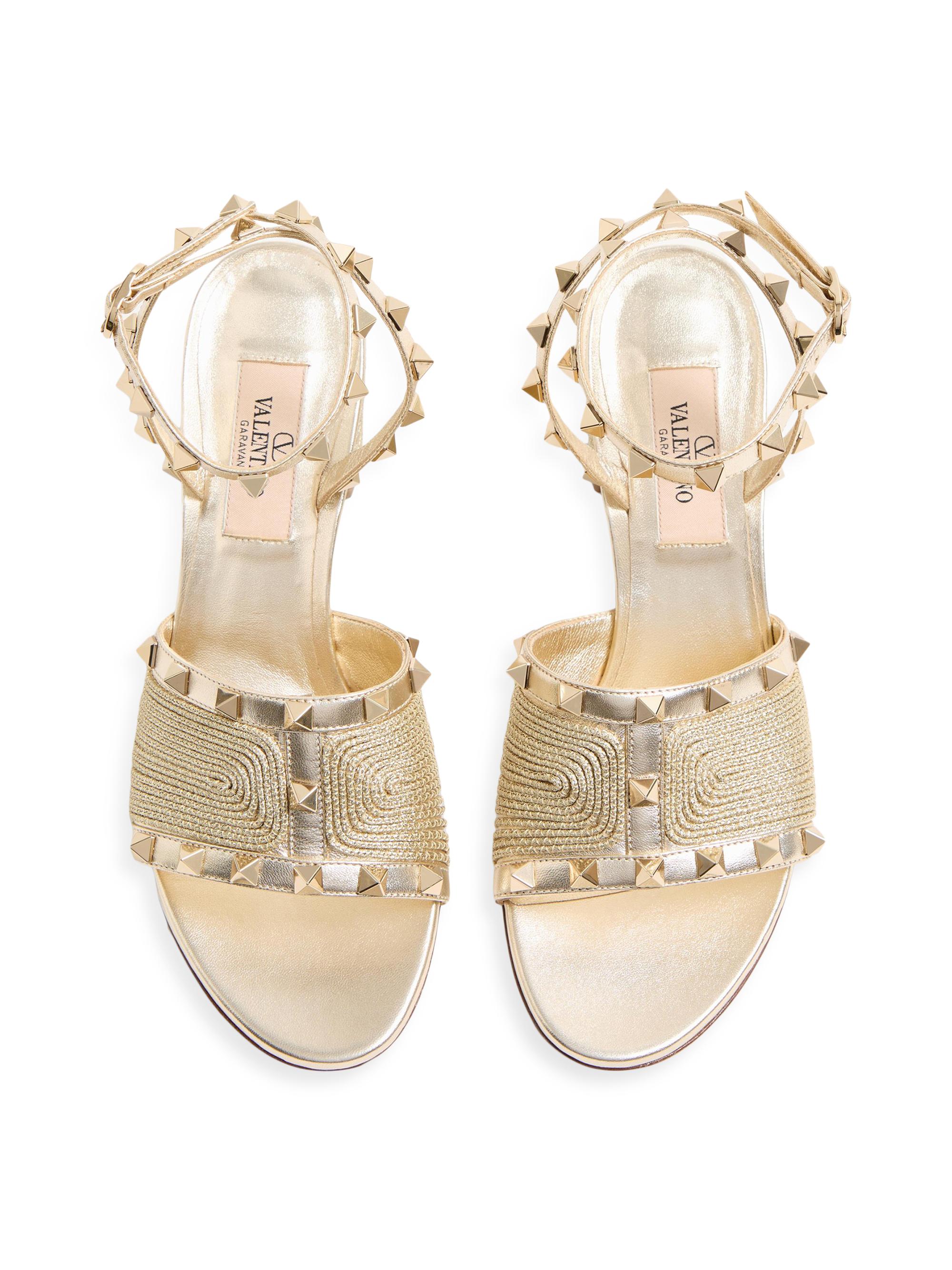 Valentino Garavani Rockstud Sandals in Laminated Nappa 60MM | Saks