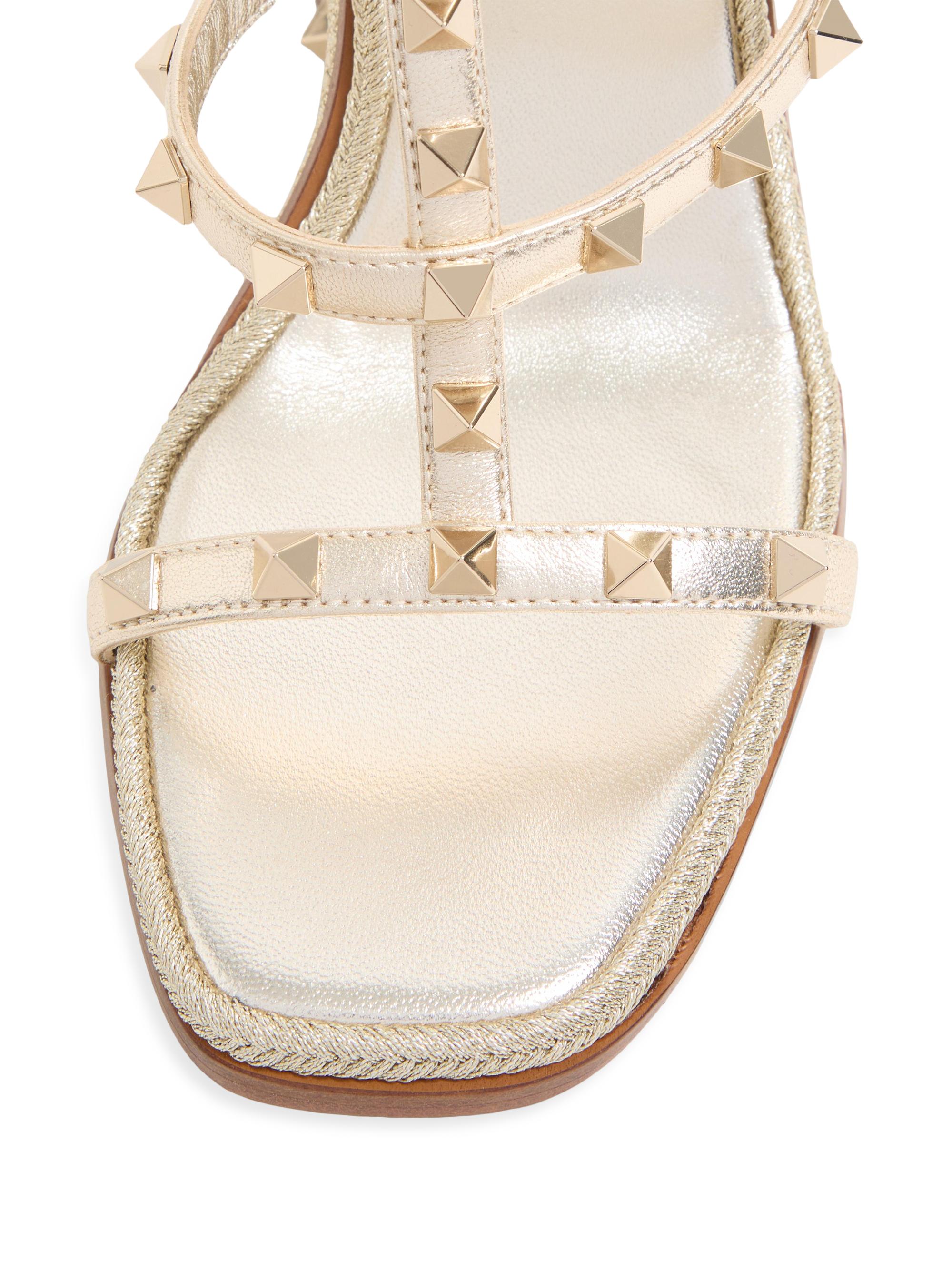 Valentino Garavani Rockstud Wedge Sandals in Laminated Nappa