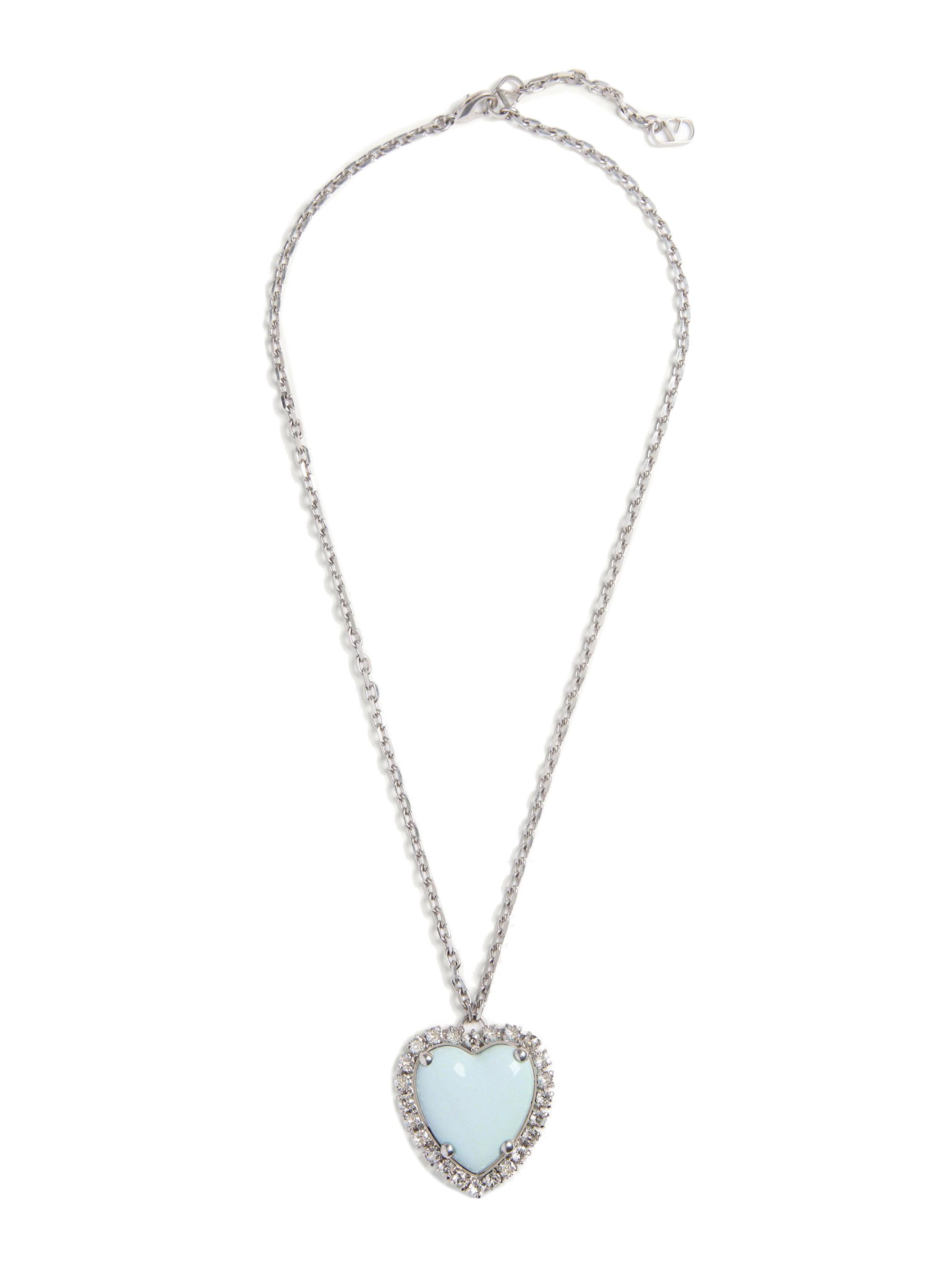 Valentino Garavani Women's Coeur Hyperbole Necklace in Metal, Resin and Swarovski Crystals - Palladium Azure