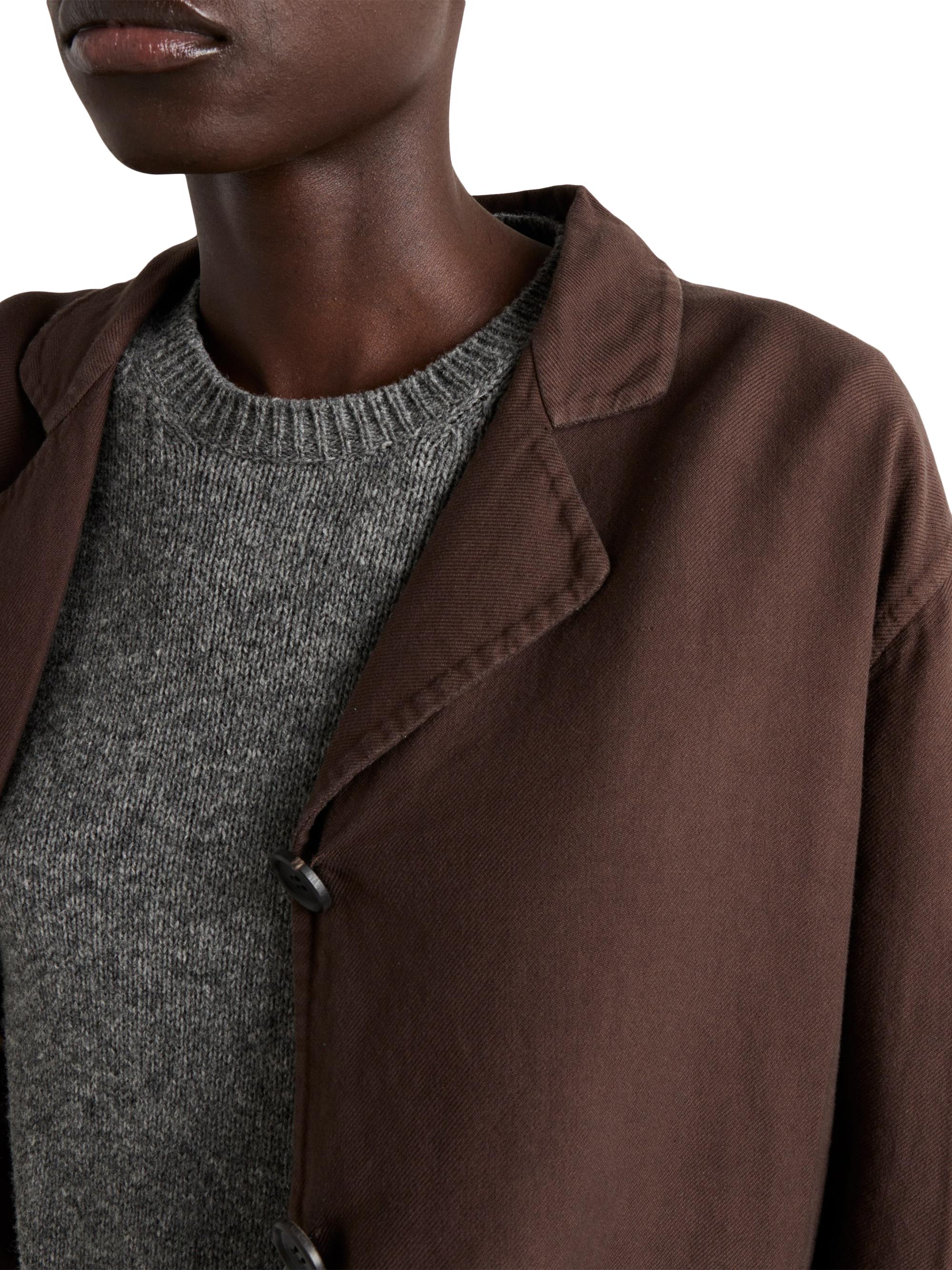 Prada Women's Single-Breasted Old Double Cotton Jacket - Brown - detail view in Brown