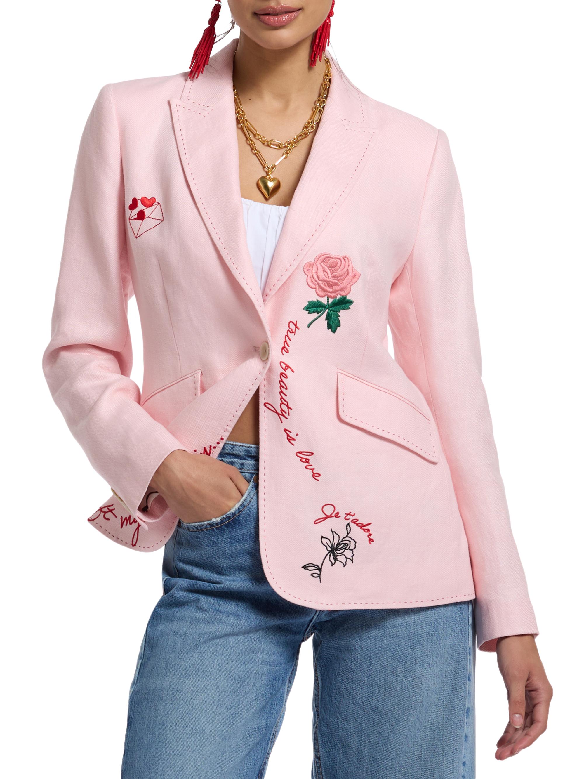 Robert Graham Women's Penelope Linen Herringbone Jacket - Light Pink