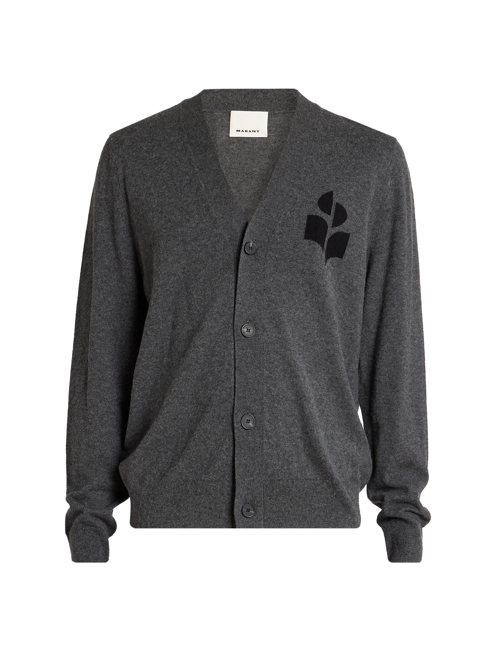 Isabel Marant Men's Elvin Cotton-Wool Cardigan - Anthracite