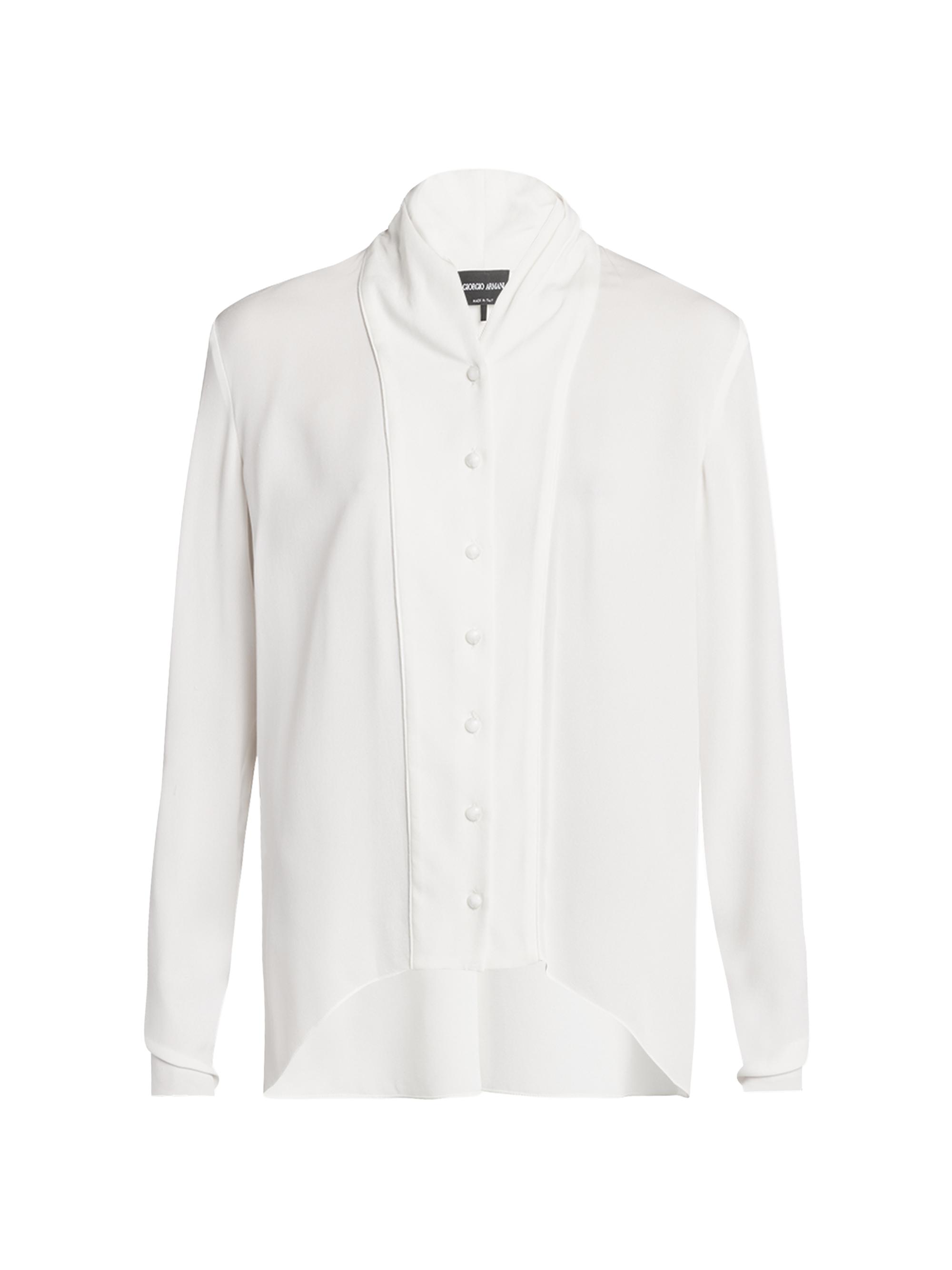 Giorgio Armani Women's Silk Georgette Shawl-Collar Blouse - White