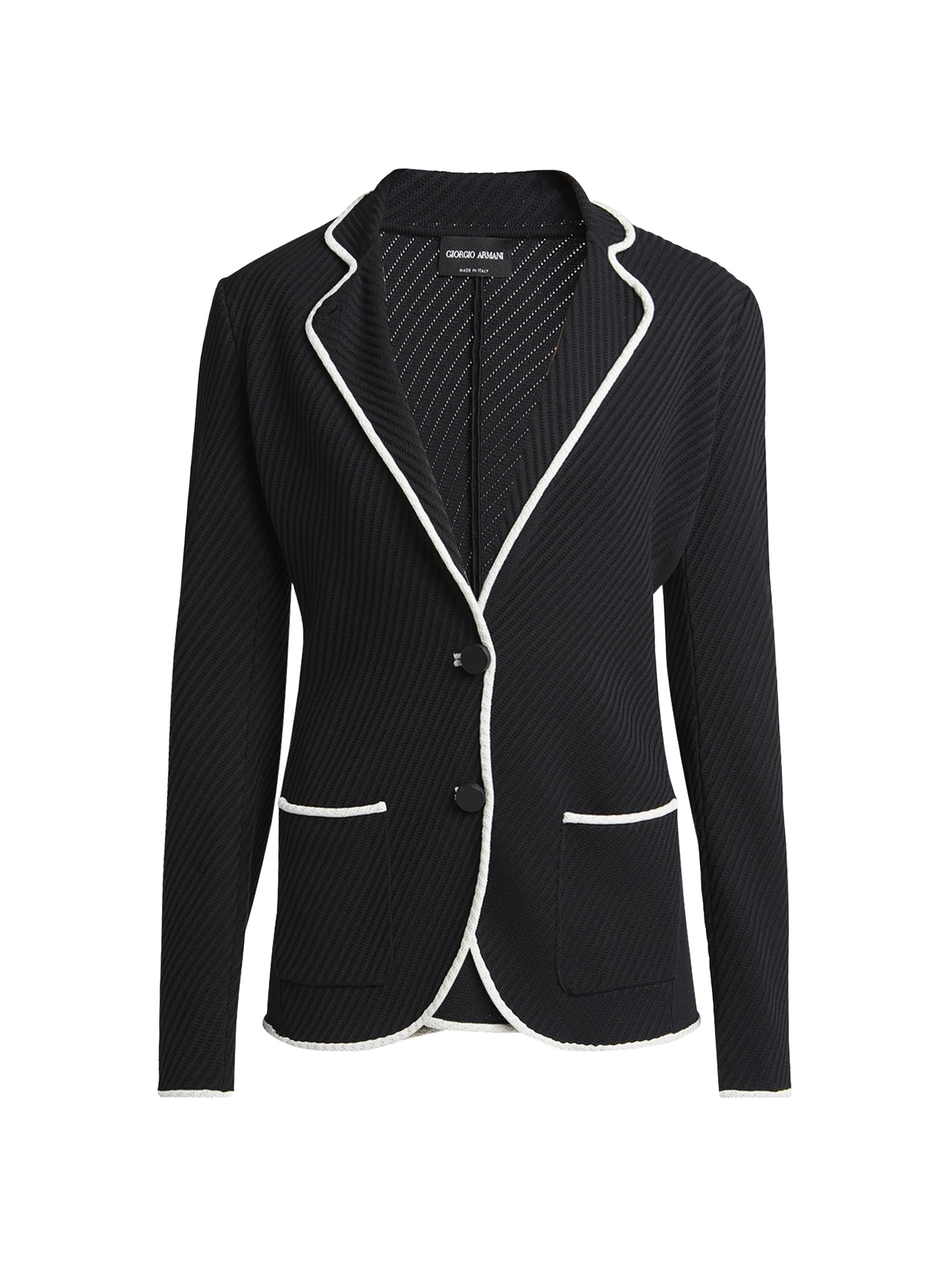 Giorgio Armani Women's Rib-Knit Single-Breasted Blazer - Black