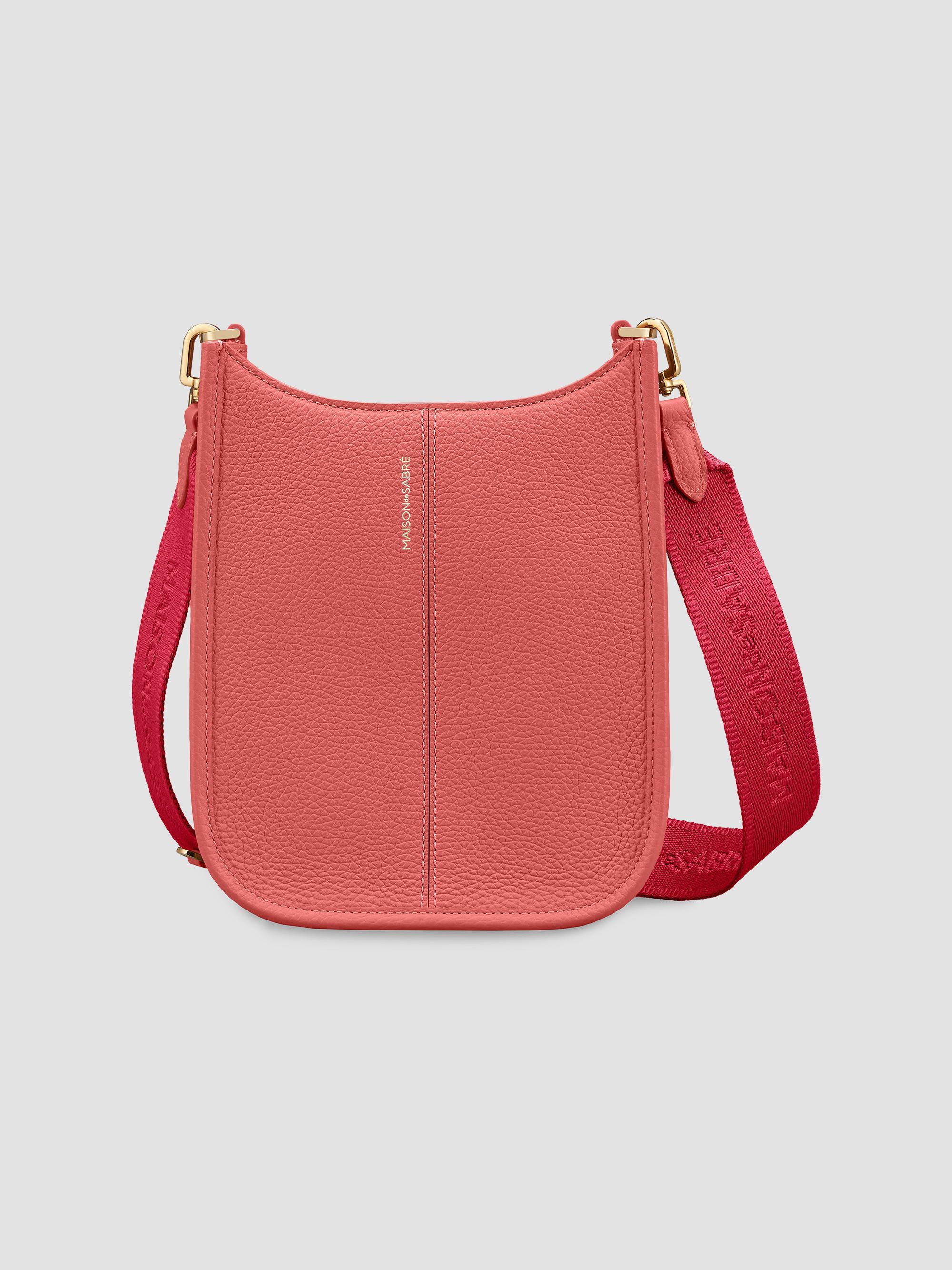 Maison de Sabre Women's Mini Leather Saddle Bag - Coral Pink
