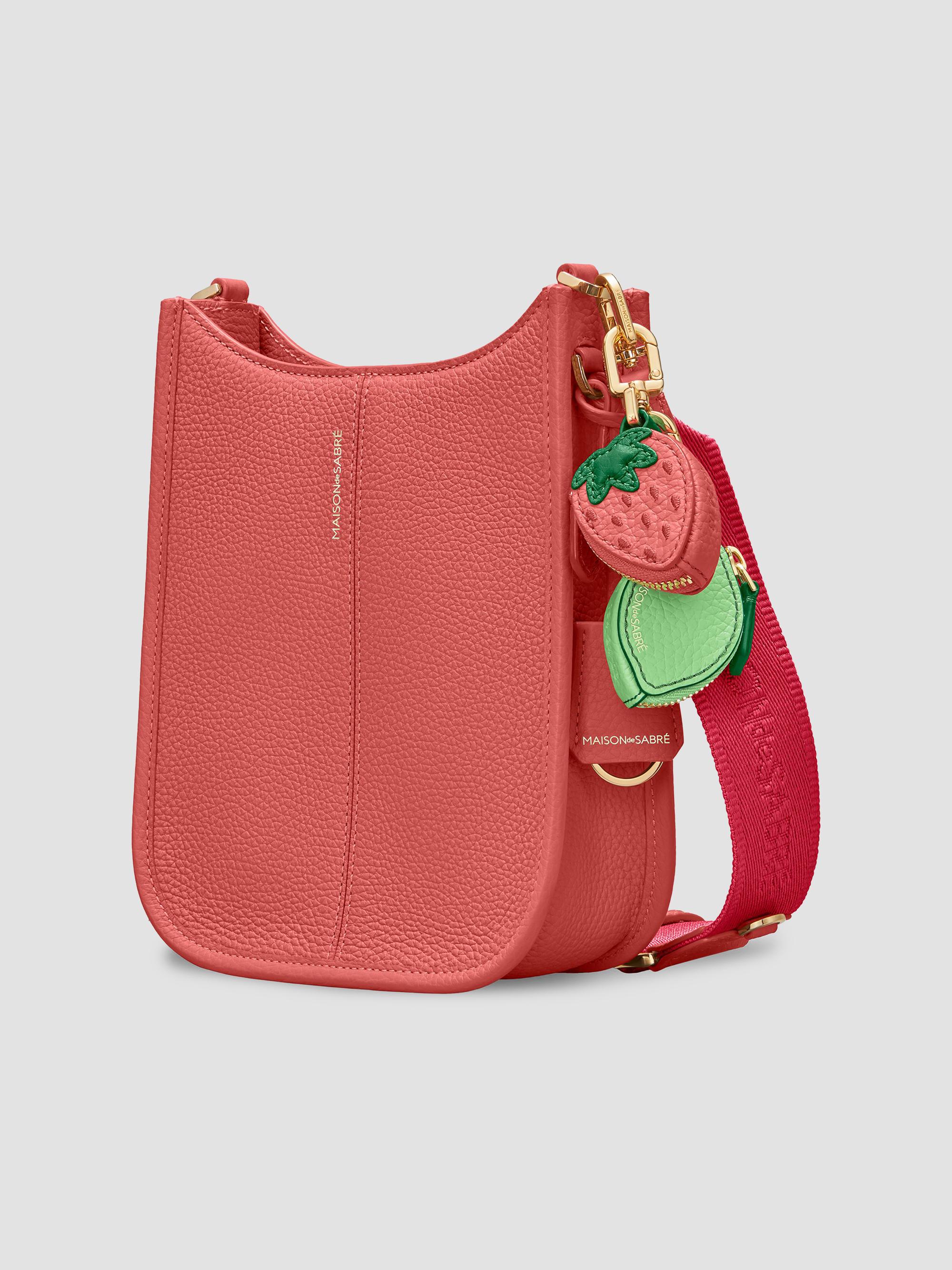 Maison de Sabre Women's Mini Leather Saddle Bag - Coral Pink | Thumbnail 2