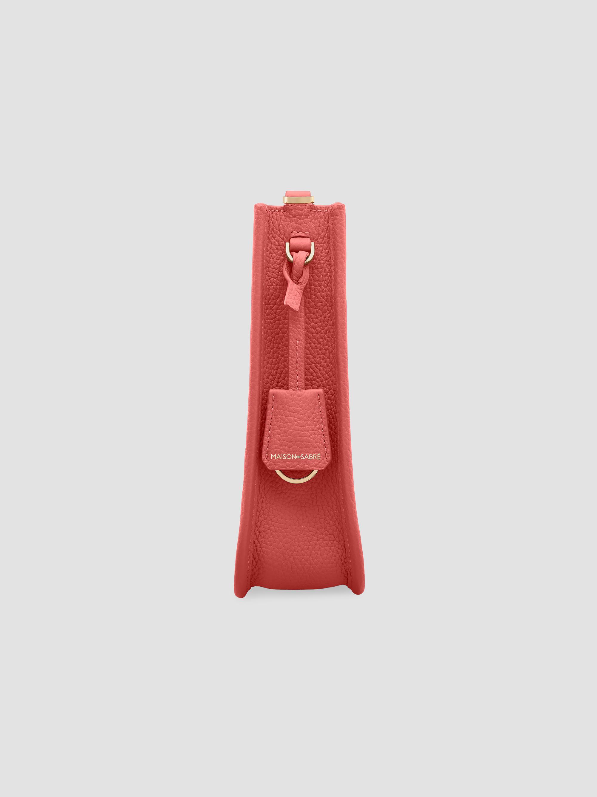 Maison de Sabre Women's Mini Leather Saddle Bag - Coral Pink | Thumbnail 3