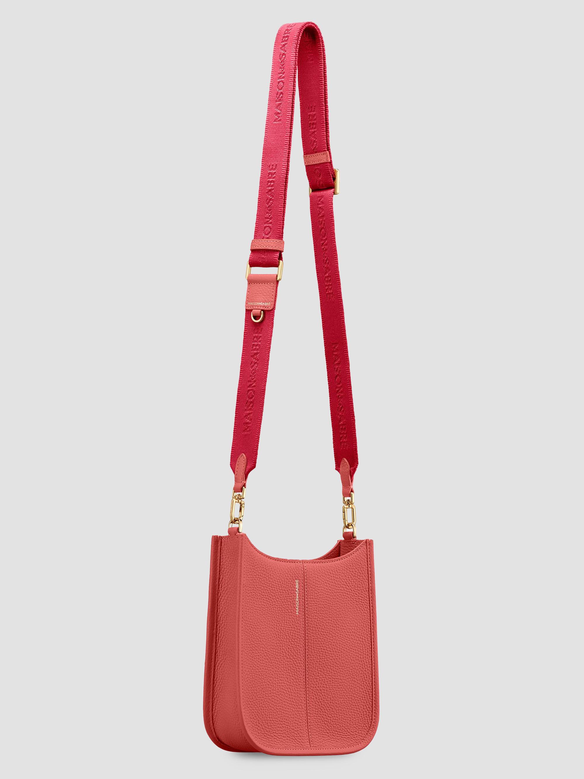 Maison de Sabre Women's Mini Leather Saddle Bag - Coral Pink | Thumbnail 4
