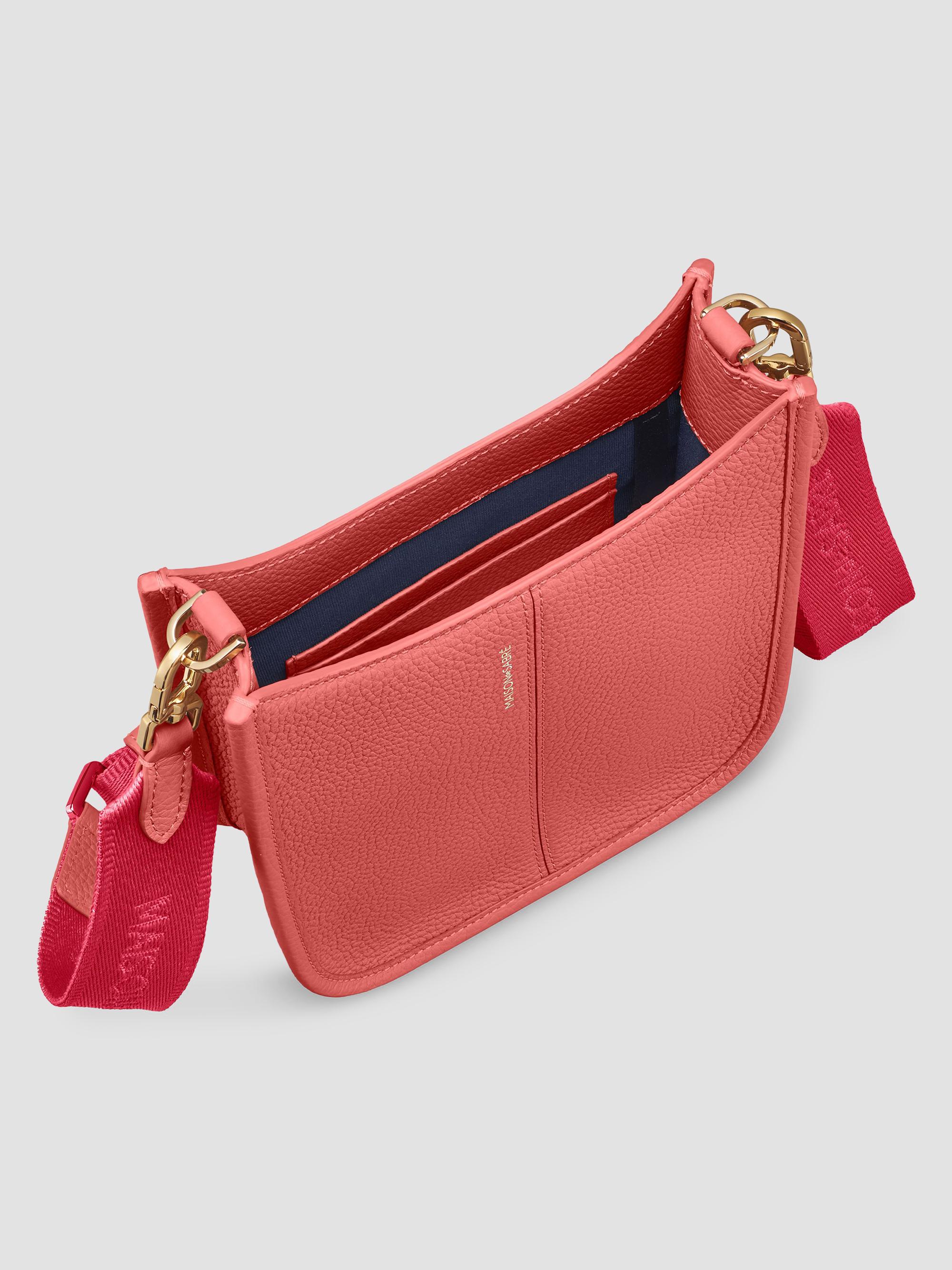 Maison de Sabre Women's Mini Leather Saddle Bag - Coral Pink | Thumbnail 6