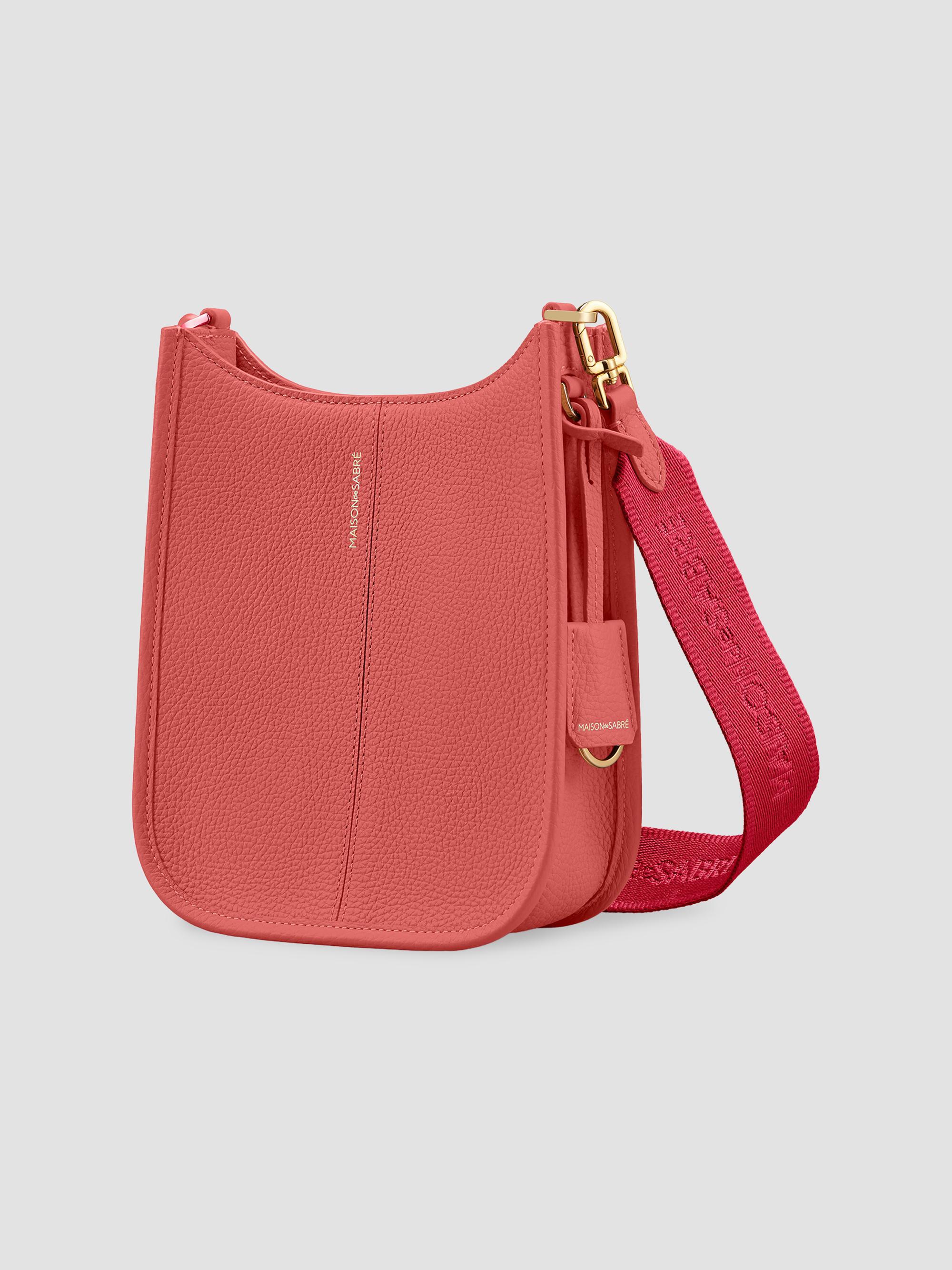 Maison de Sabre Women's Mini Leather Saddle Bag - Coral Pink | Thumbnail 7