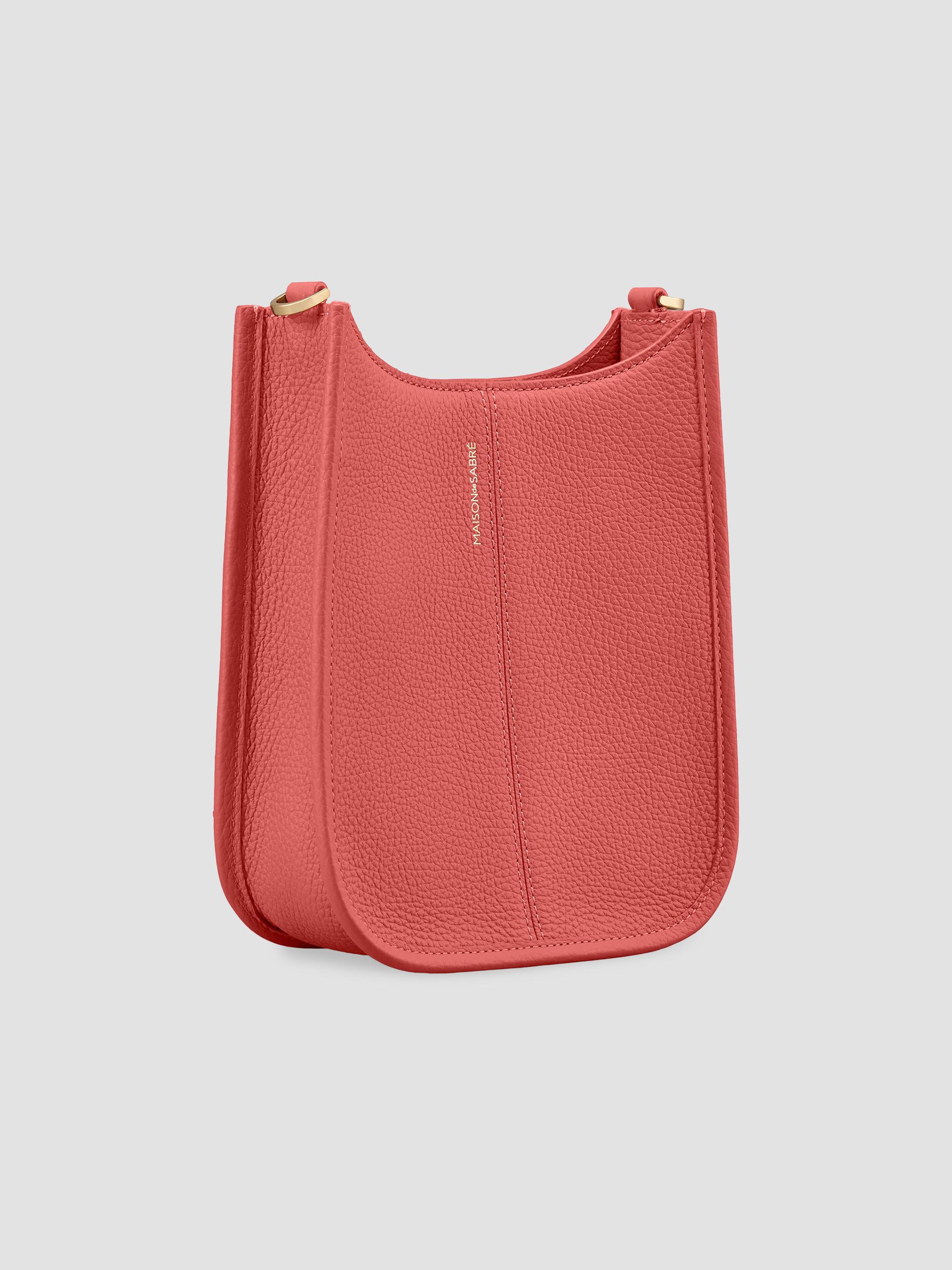 Maison de Sabre Women's Mini Leather Saddle Bag - Coral Pink | Thumbnail 8