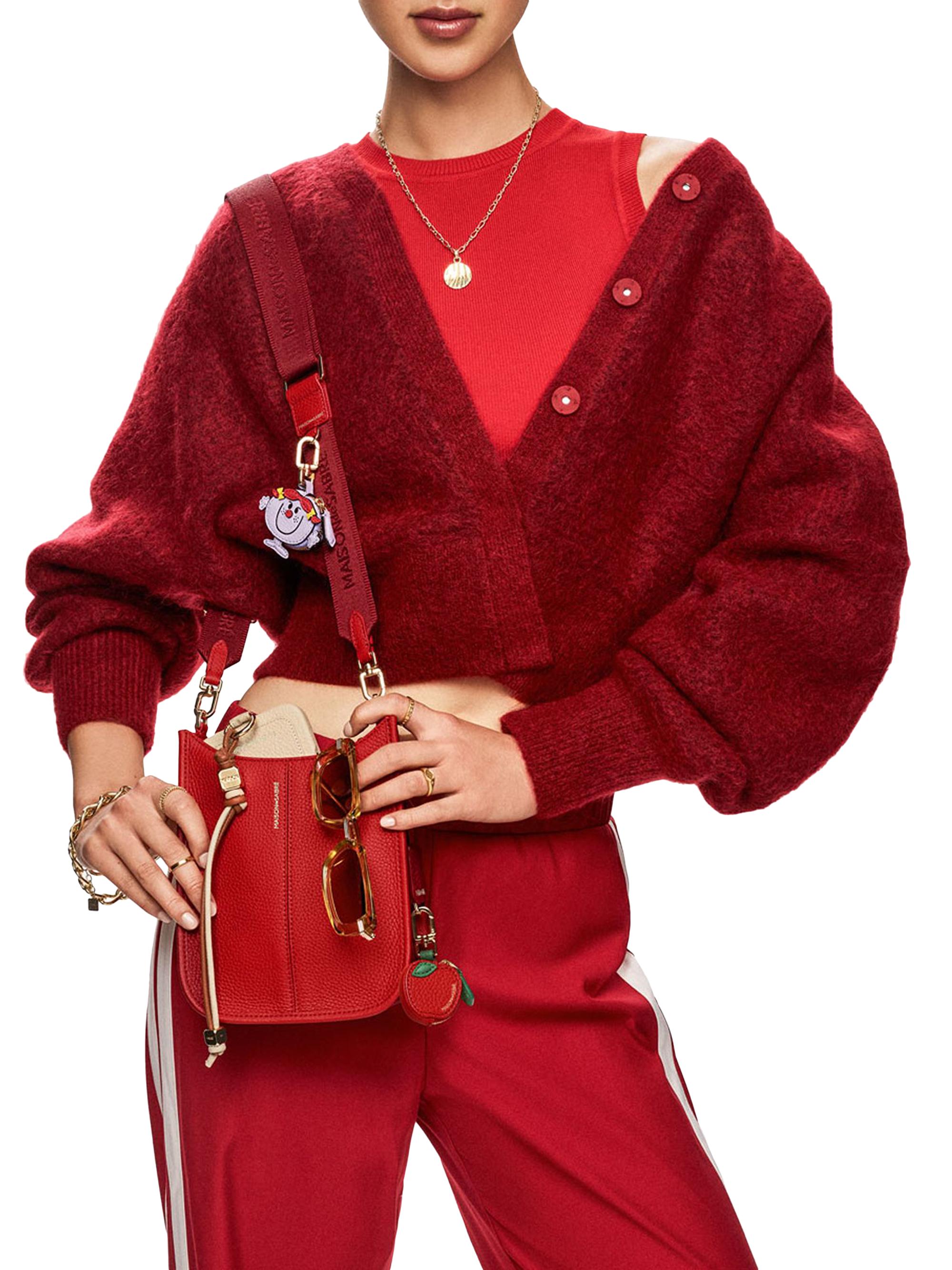Maison de Sabre Women's Mini Leather Saddle Bag - Pomegranate Red | Thumbnail 2
