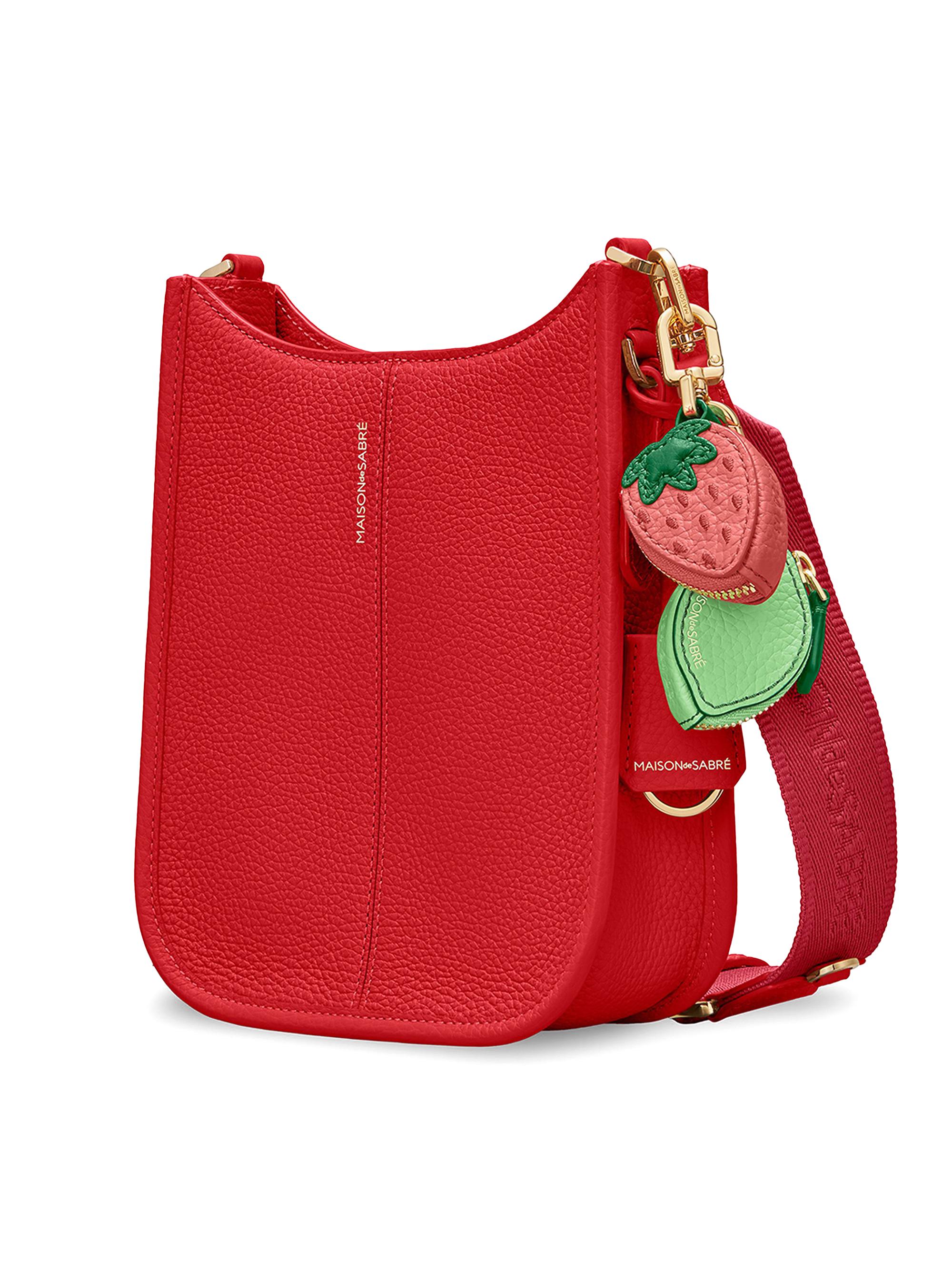 Maison de Sabre Women's Mini Leather Saddle Bag - Pomegranate Red | Thumbnail 3
