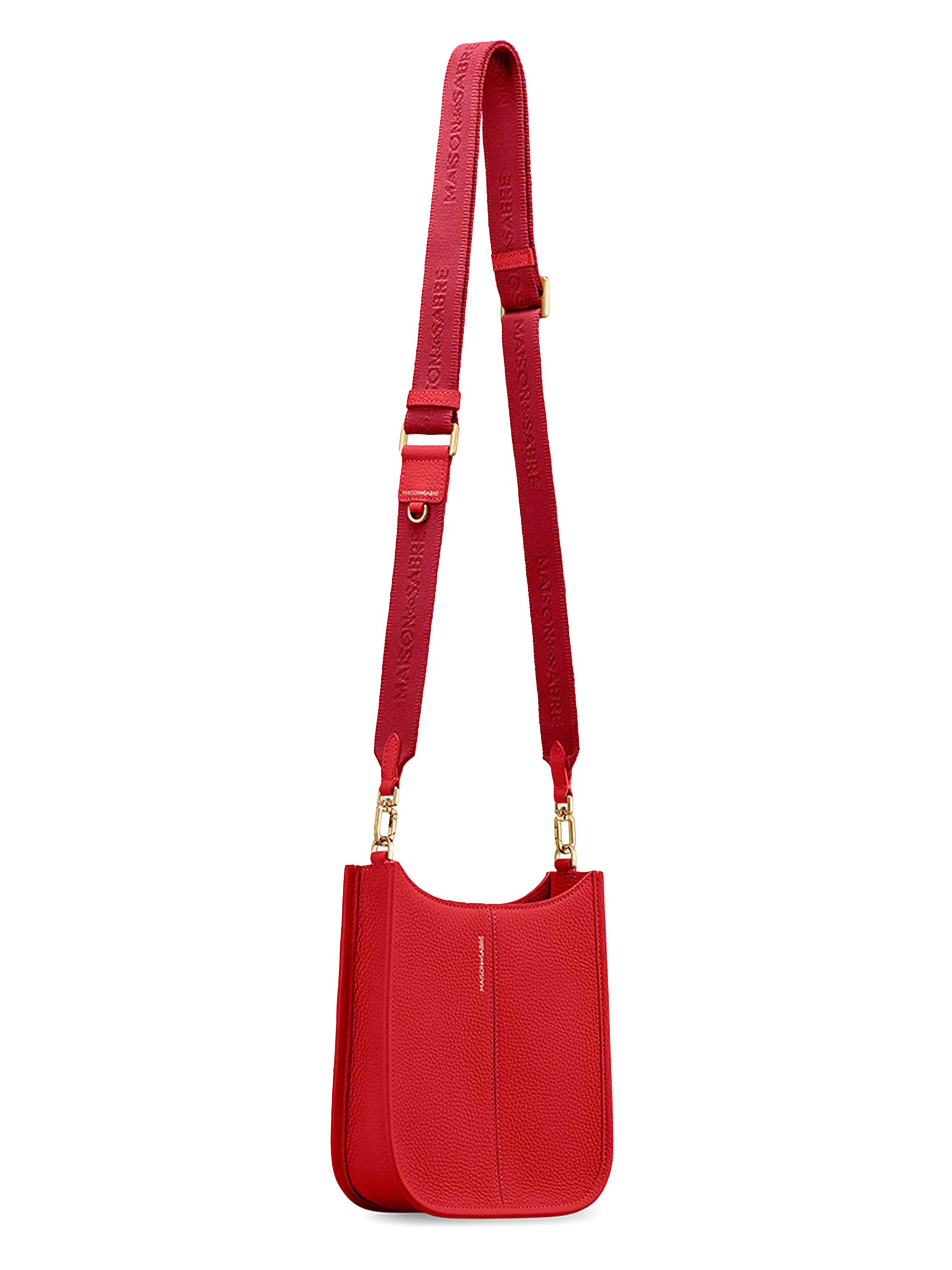 Maison de Sabre Women's Mini Leather Saddle Bag - Pomegranate Red | Thumbnail 5