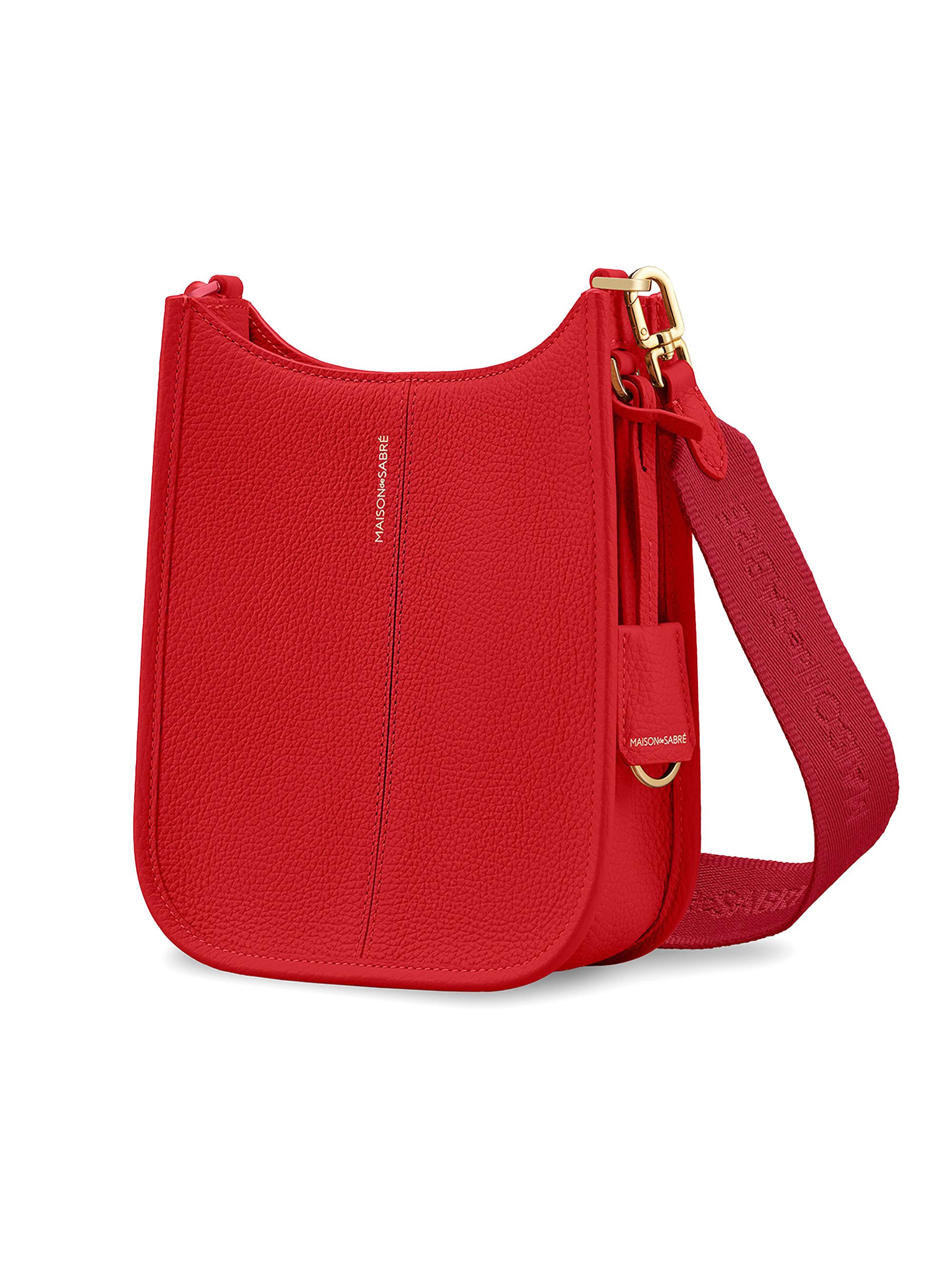 Maison de Sabre Women's Mini Leather Saddle Bag - Pomegranate Red | Thumbnail 9