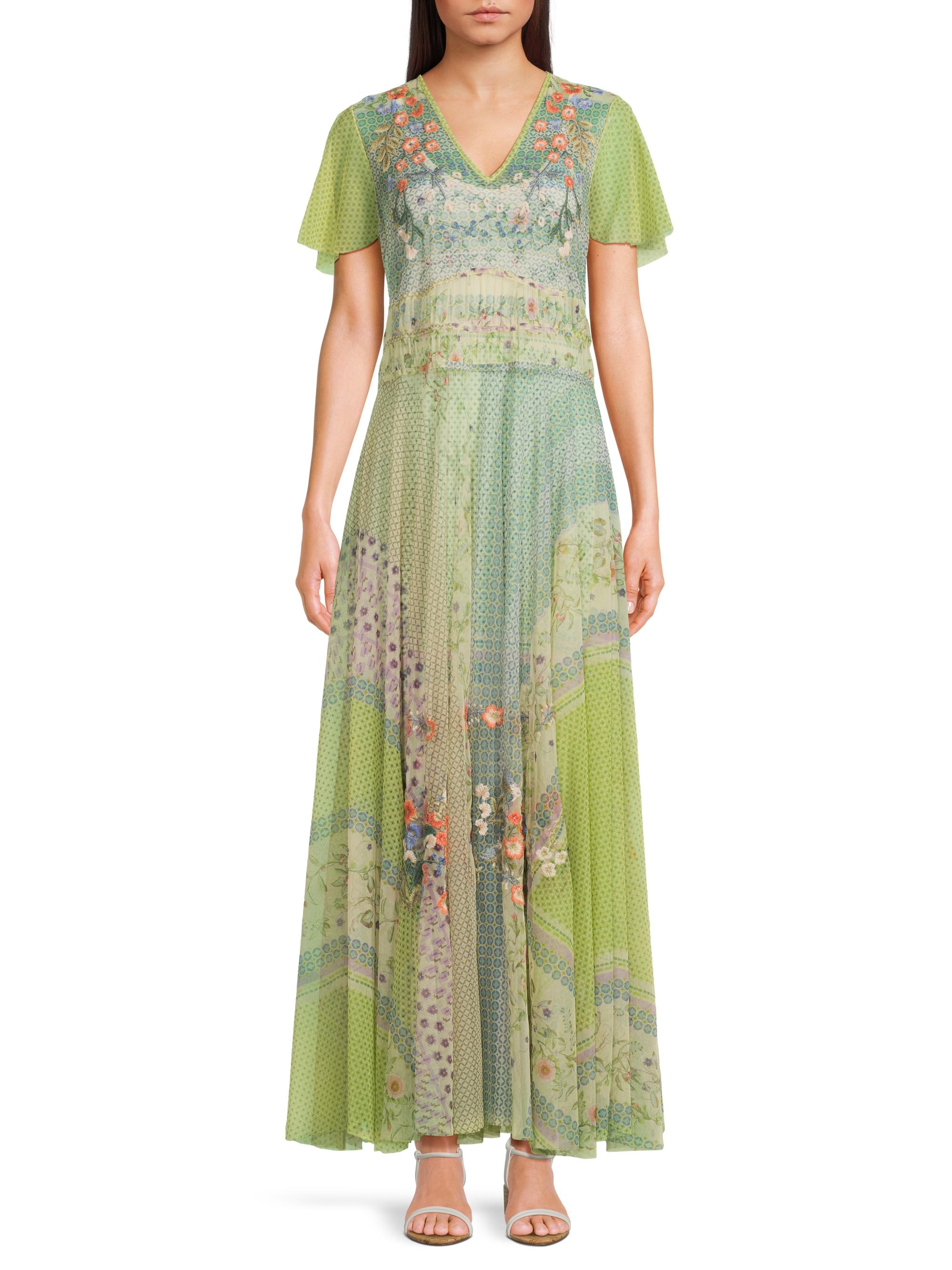 Johnny Was Winx Embroidered Mesh Maxi Dress | Saks Fifth Avenue