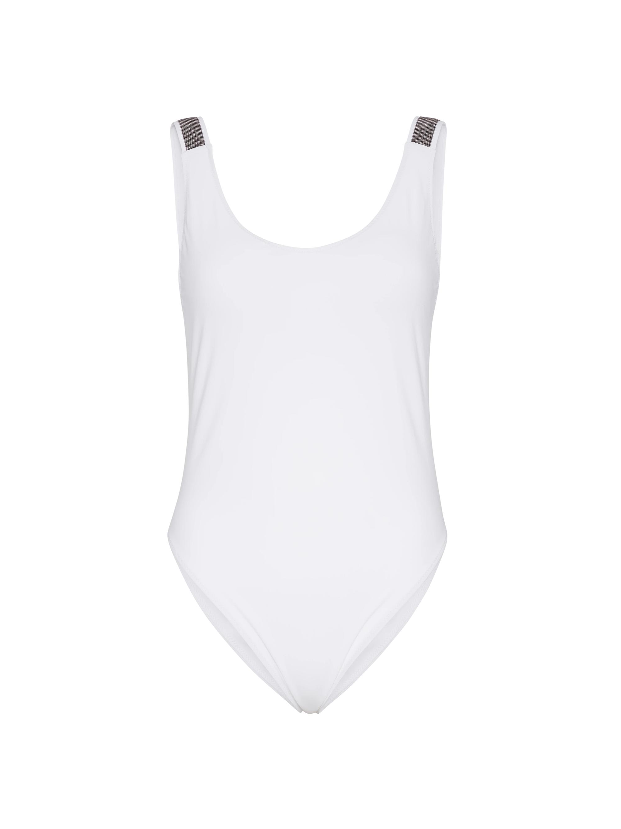 Brunello Cucinelli Women's Techno Jersey Bathing Suit with Precious Details - White