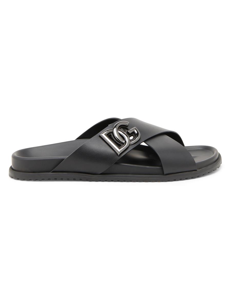 Dolce&Gabbana Crossed Strap Leather Sandals | Saks Fifth Avenue