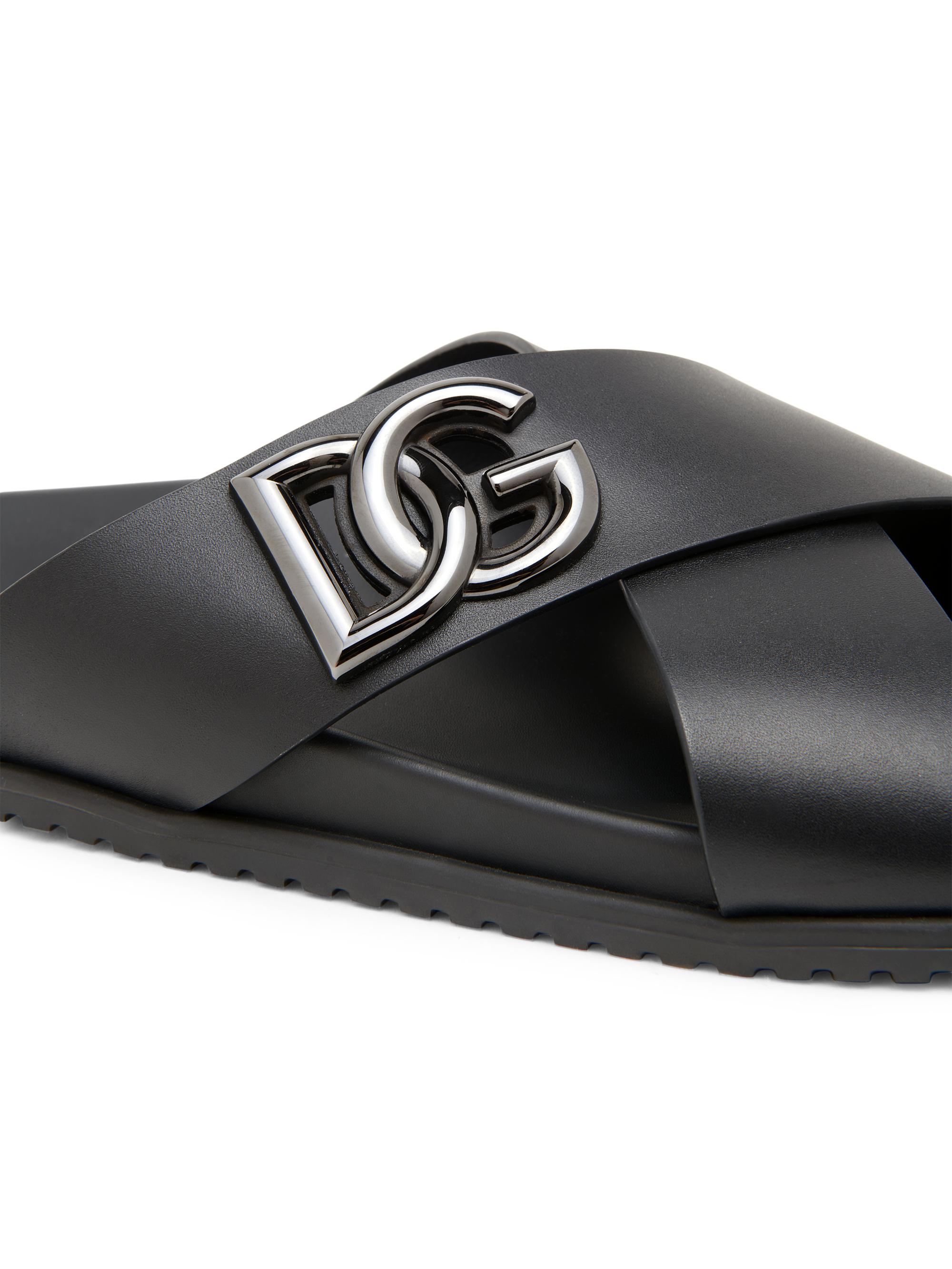Dolce&Gabbana Crossed Strap Leather Sandals | Saks Fifth Avenue