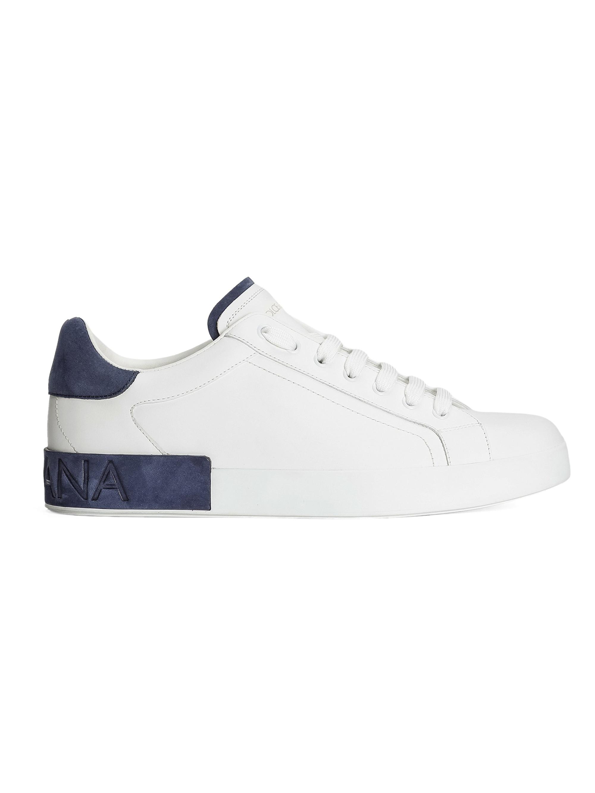 Dolce & Gabbana Men's Portofino Leather Low-Top Sneakers - White Blue